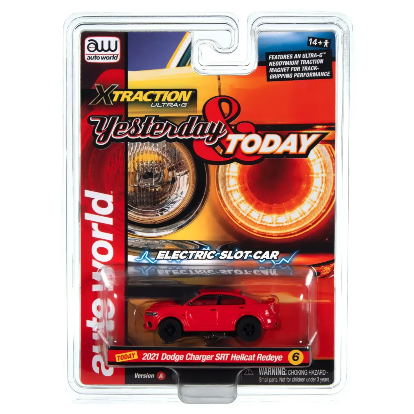 Auto World SC400A6 Auto World Xtraction 2021 Dodge Charger Hellcat Redeye (Red) HO Scale Slot Car