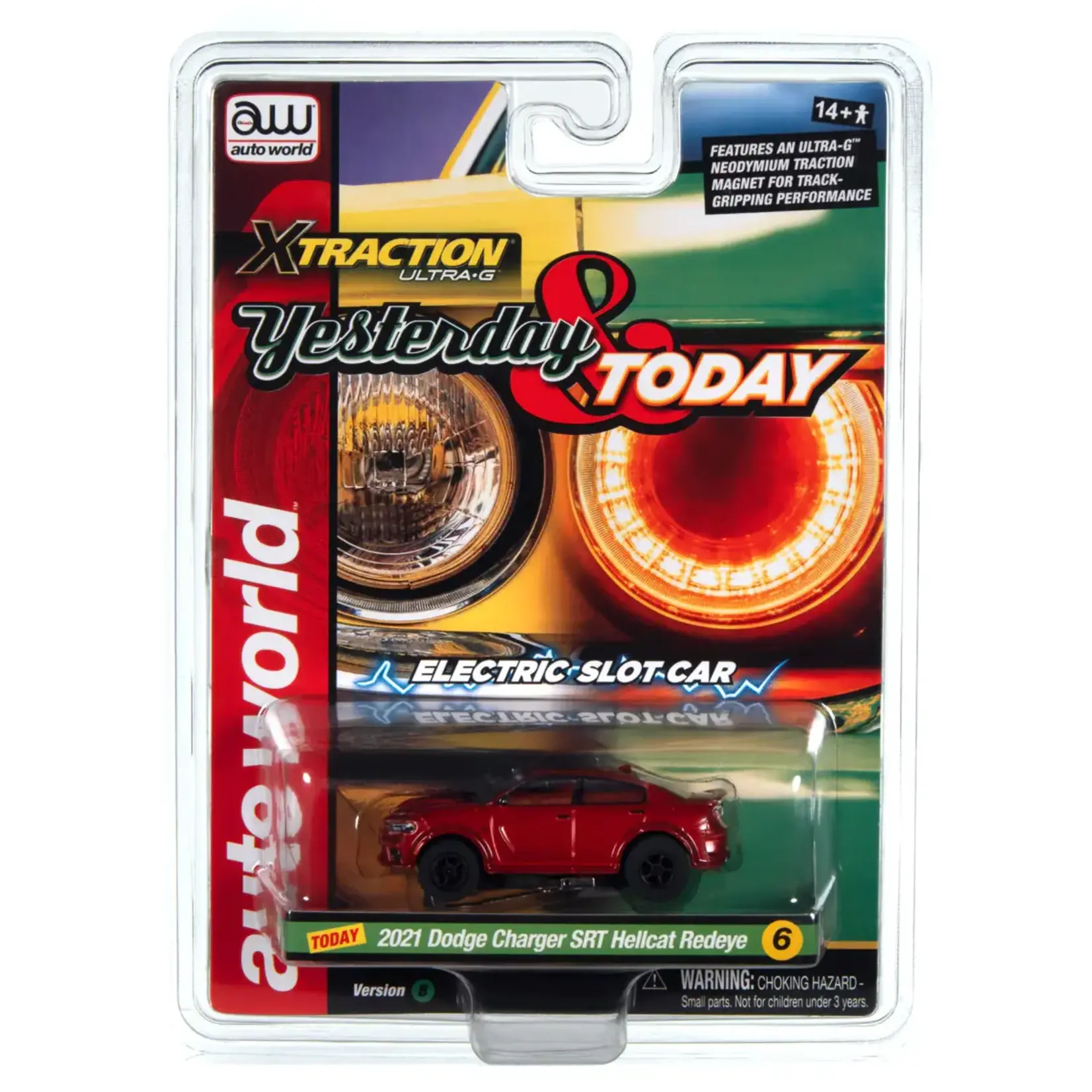 Auto World SC400B6 Auto World Xtraction 2021 Dodge Charger Hellcat Redeye (Brown) HO Scale Slot Car
