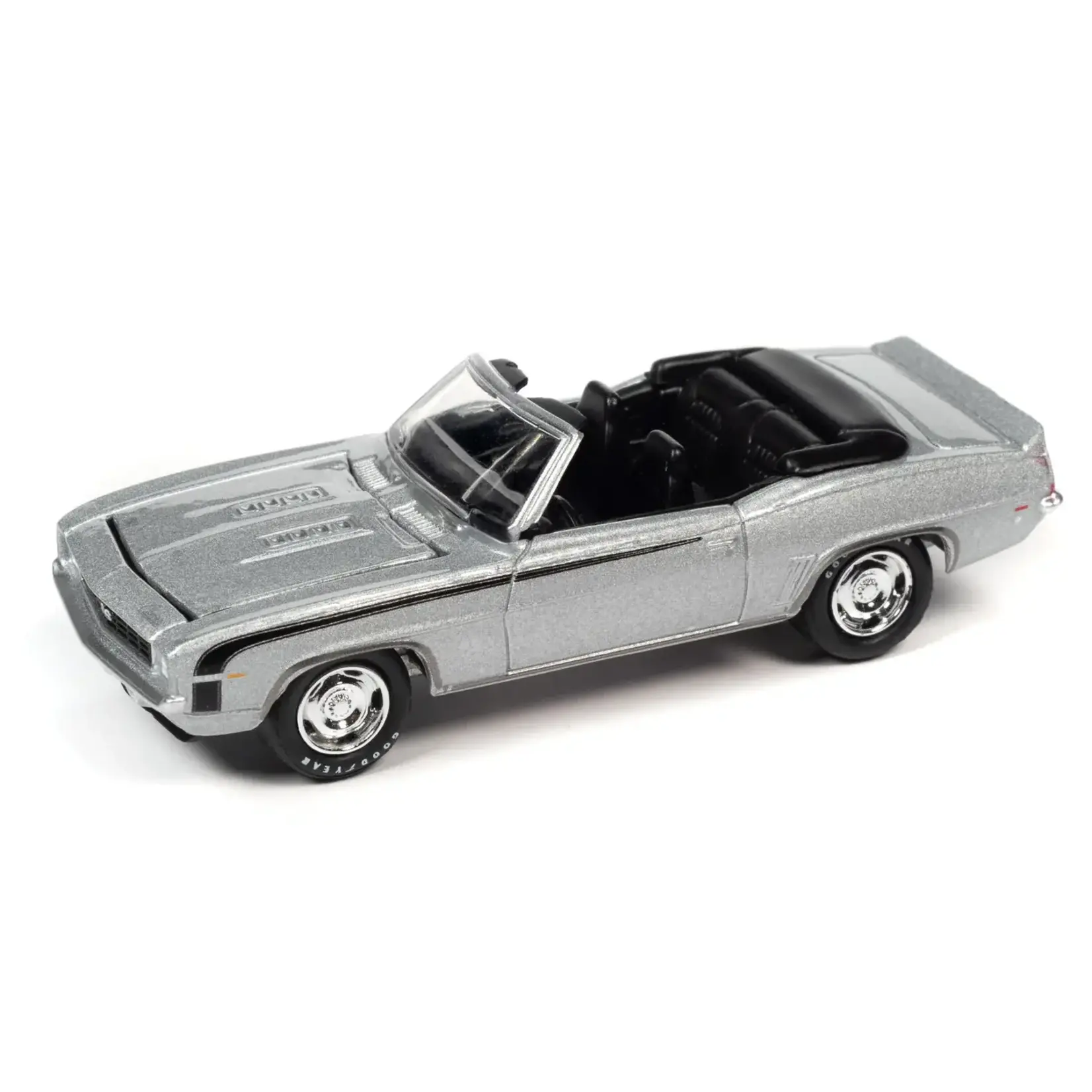 Johnny Lightning JLSP335B Johnny Lightning Muscle Cars 1969 Chevrolet Camaro RS/SS Convertible (Cortez Silver w/Black Hockey Side Stripe)