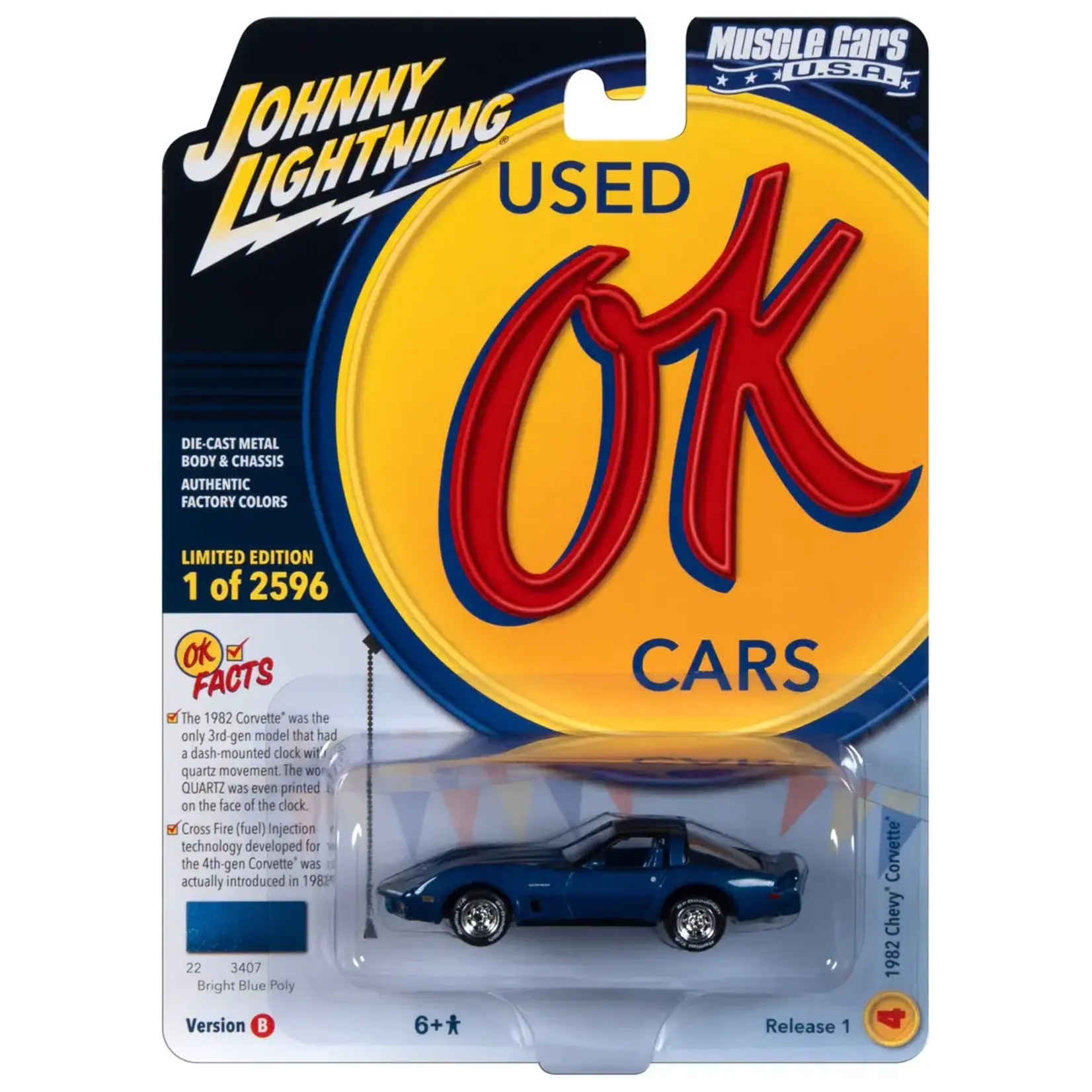 Johnny Lightning JLSP338B Johnny Lightning Muscle Cars 1982 Chevrolet Corvette (Bright Blue Poly)