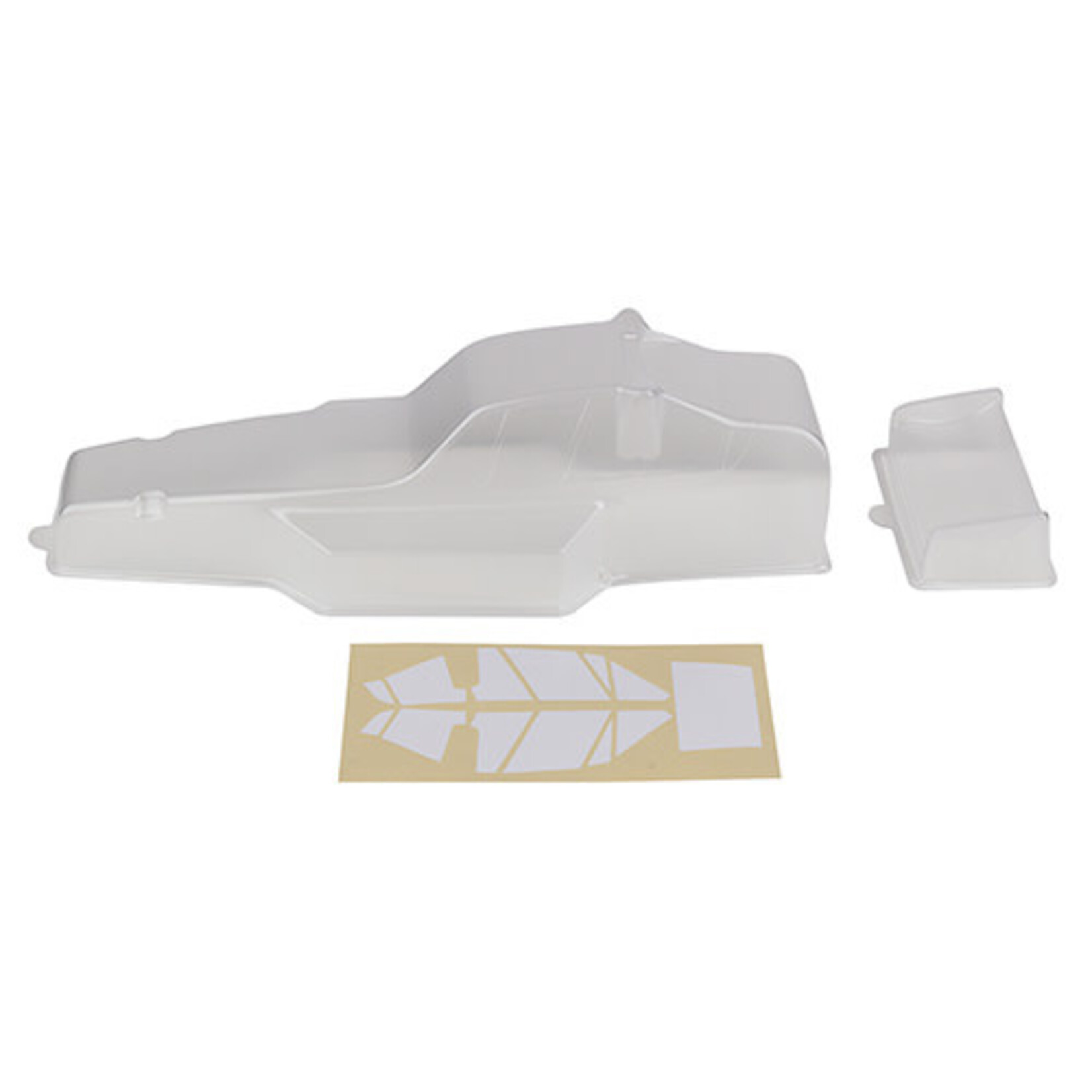 Team Associated ASC6159 Associated RC10 Protech Body and Wing, clear, with window masks