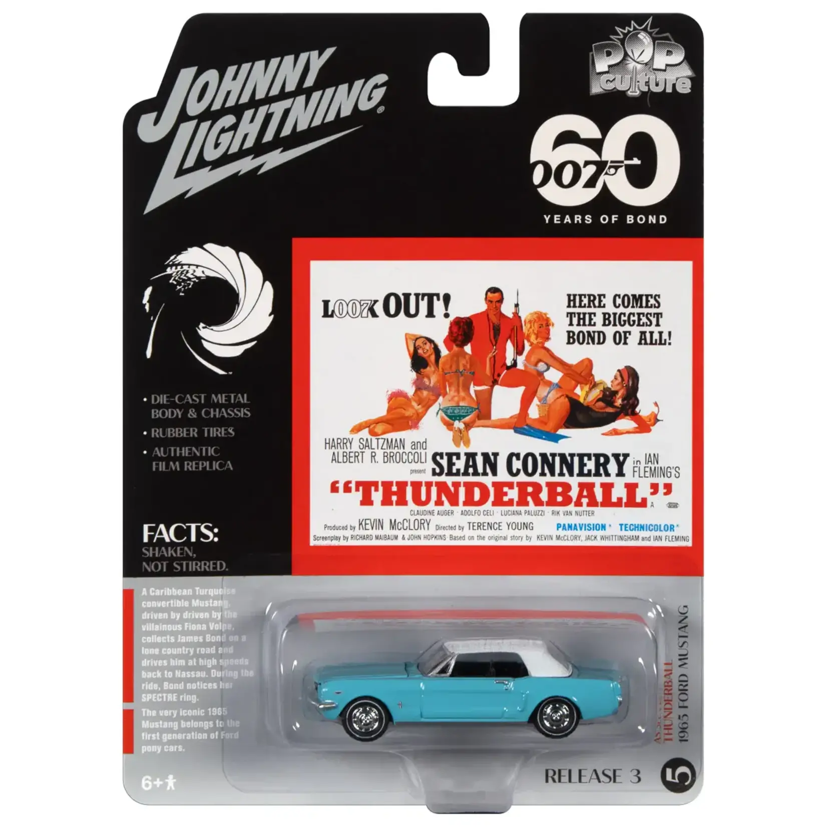 Johnny Lightning JLSP273 Johnny Lightning 1965 Ford Mustang James Bond Thunderball 1:64 Scale Diecast