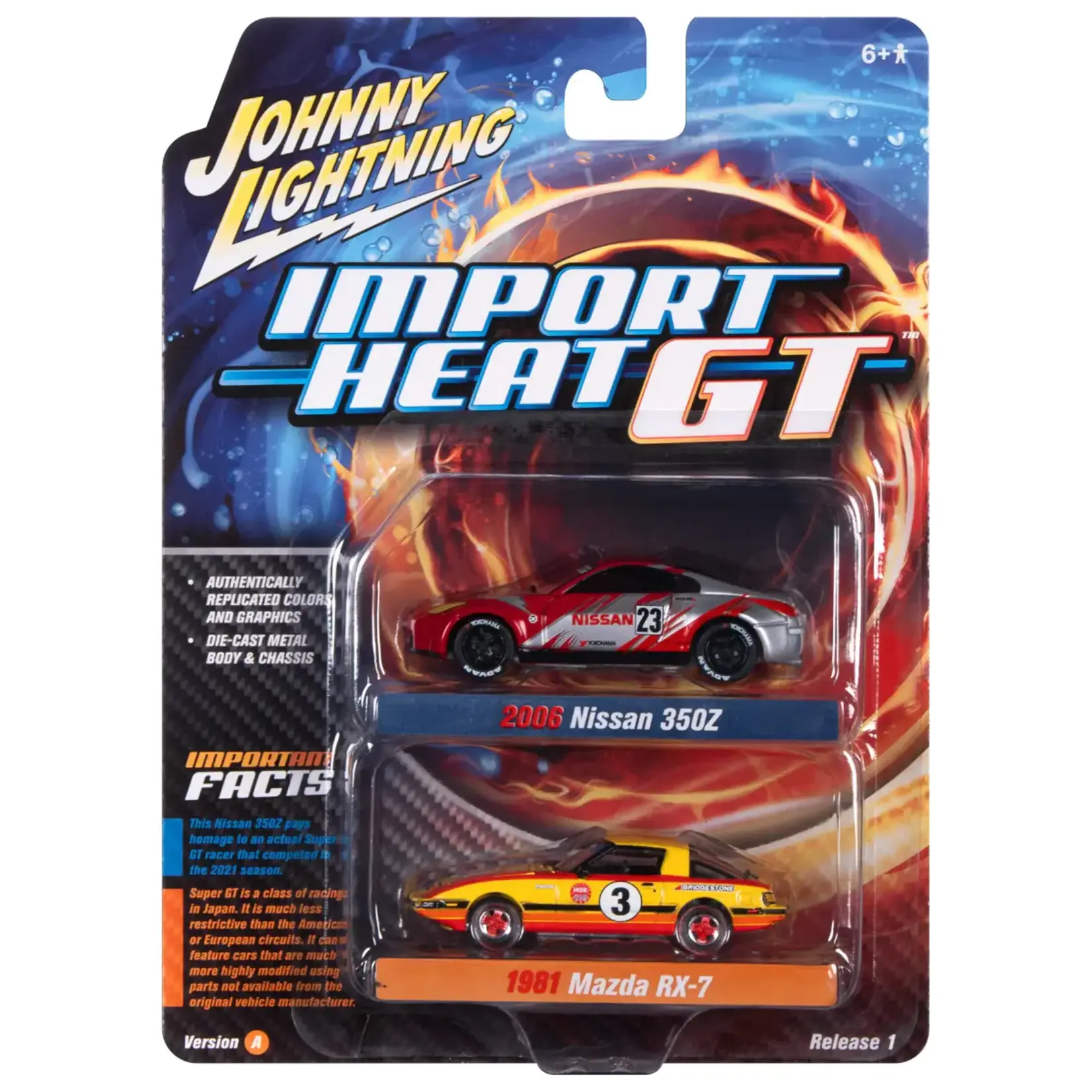 Johnny Lightning JLSP241A Johnny Lightning 2022 Release 1 Import Heat/GT Version A (2-Pack) 1:64 Scale Diecast