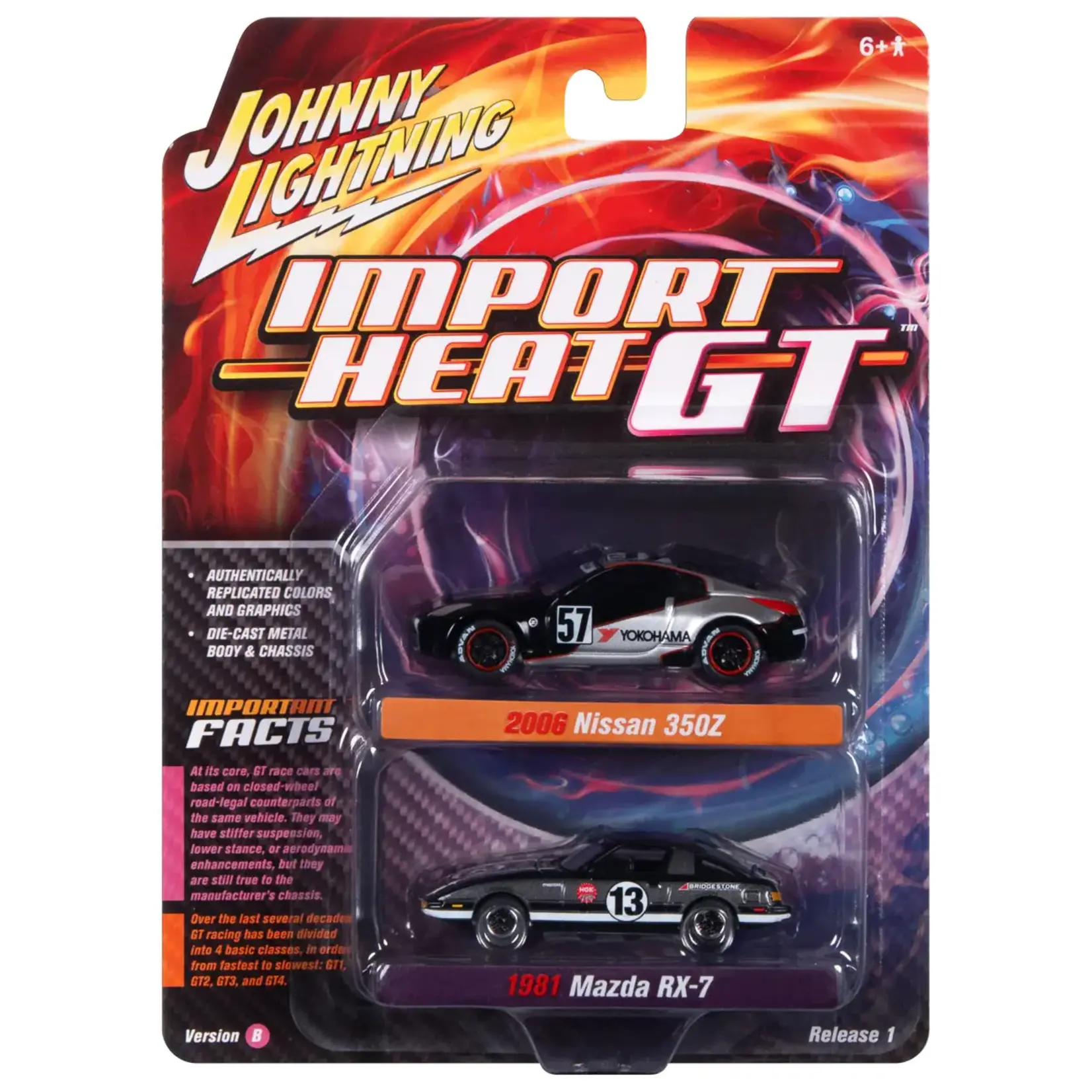 Johnny Lightning JLSP241B Johnny Lightning 2022 Release 1 Import Heat/GT Version B (2-Pack) 1:64 Scale Diecast