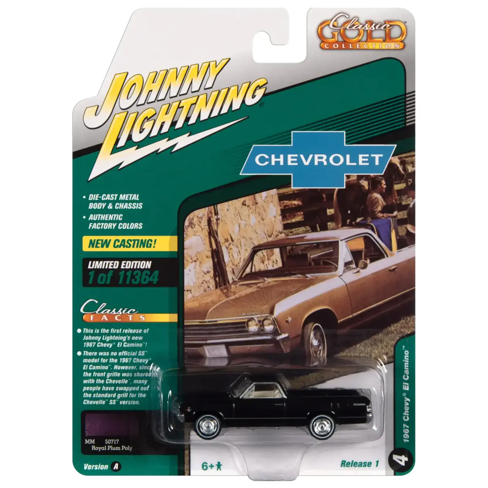 Johnny Lightning JLSP225A Johnny Lightning Classic Gold 1967 Chevrolet El Camino (Royal Plum Metallic) 1:64 Scale Diecast