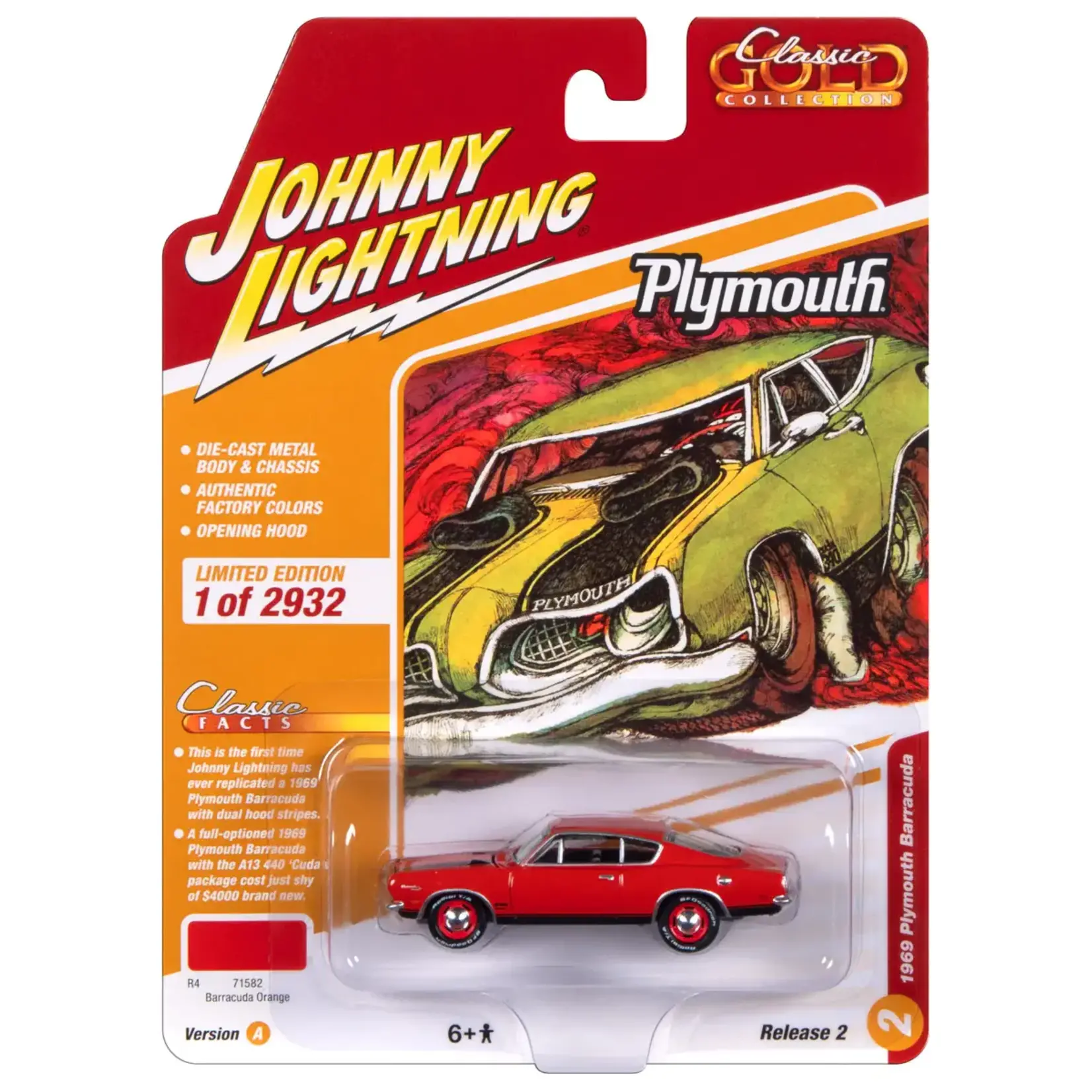 Johnny Lightning JLSP354A Johnny Lightning 1969 Plymouth Barracuda (Barracuda Orange)