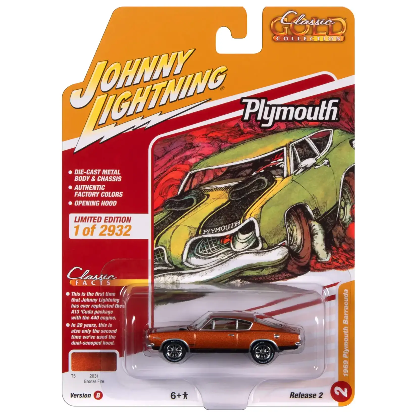 Johnny Lightning JLSP354B Johnny Lightning 1969 Plymouth Barracuda (Bronze Fire)