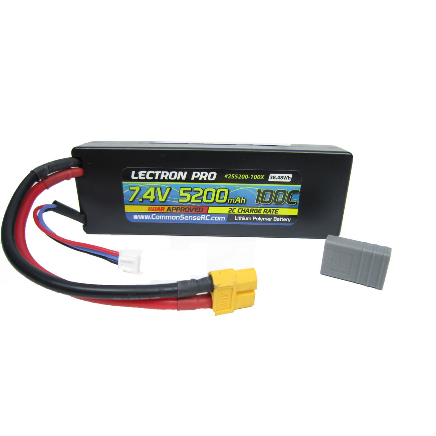 Lectron Pro 2S5200-100X Lectron Pro 7.4V 5200mAh 100C Lipo Battery with XT60 Connector + CSRC adapter for XT60 batteries to popular RC vehicles