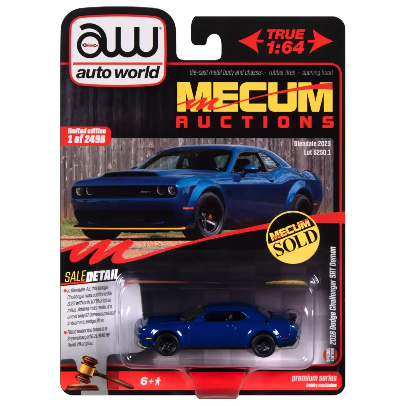 Auto World AWSP161 Auto World Mecum 2018 Dodge Challenger SRT Demon (Indiglo Blue)