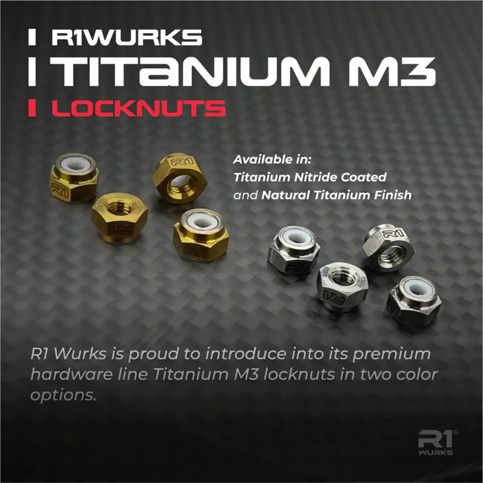 R1 R1900016 R1 Wurks Titanium M3 Locknuts (Natural) (4)