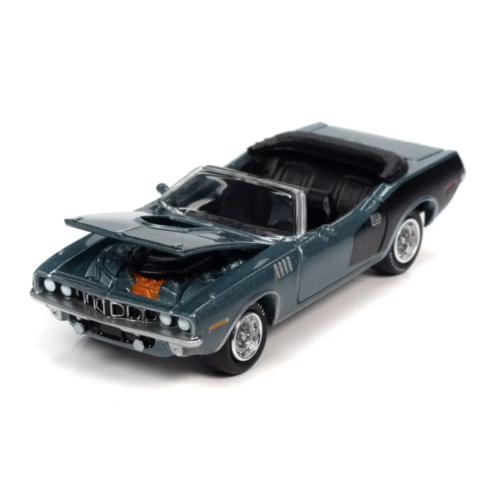 Johnny Lightning JLSP153B Johnny Lightning 1971 Plymouth 'Cuda Convertible (Winchester Gray w/Black Hemi Side Billboards)