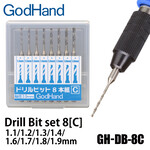 GodHand GH-DB-8C GodHand Drill Bit for set of 8 (C) Drill Bit set of 8: 1.1/1.2/1.3/1.4/1.6/1.7/1.8/1.9mm diameter