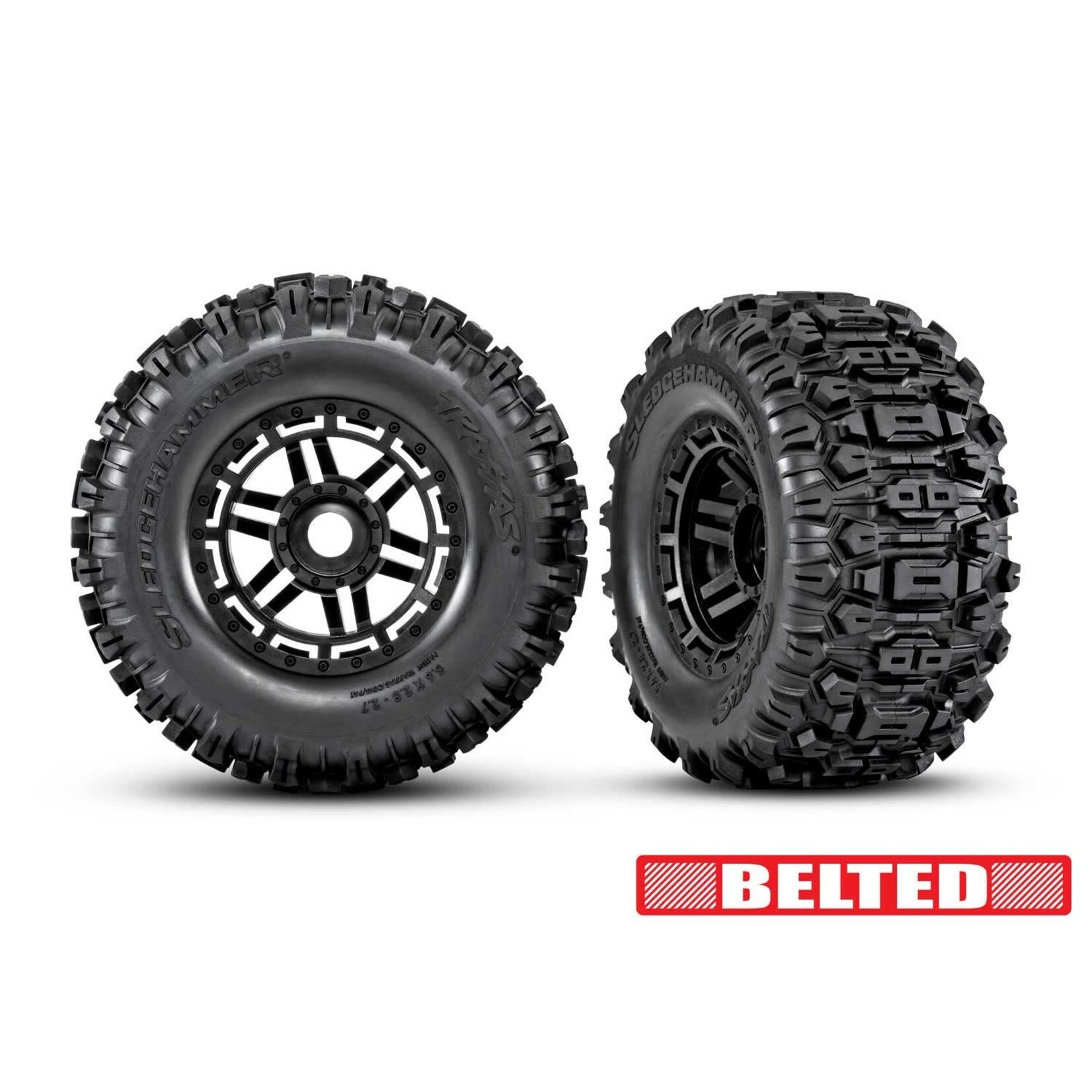 Traxxas TRA8979 Traxxas Maxx Belted Sledgehammer 2.9" Pre-Mounted Tires (2) (Black) w/17mm Splined Hex