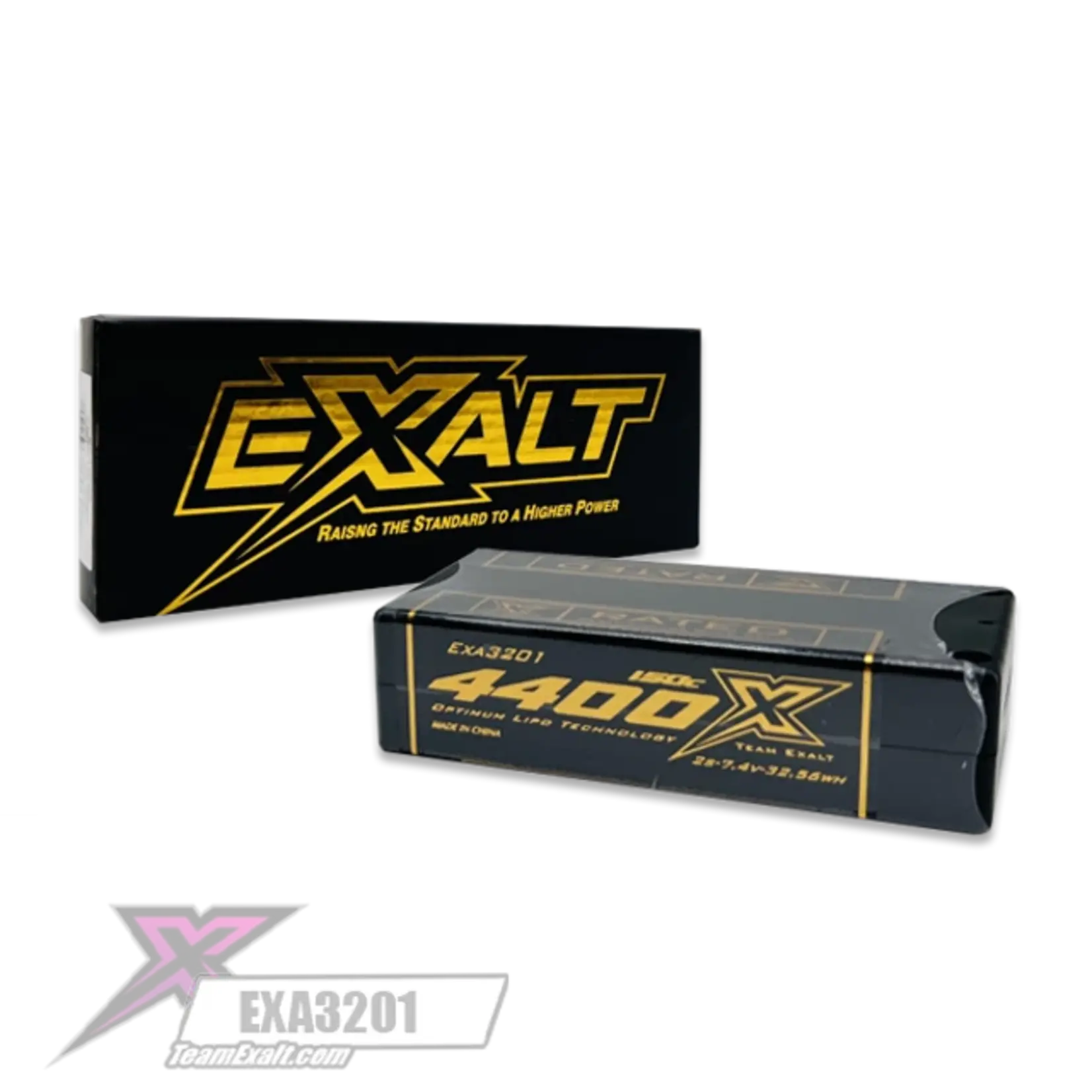 Team Exalt EXA3201 Exalt X-Rated 2S 150C Hardcase Shorty Lipo Battery (7.4V/4400mAh) w/5mm Bullets