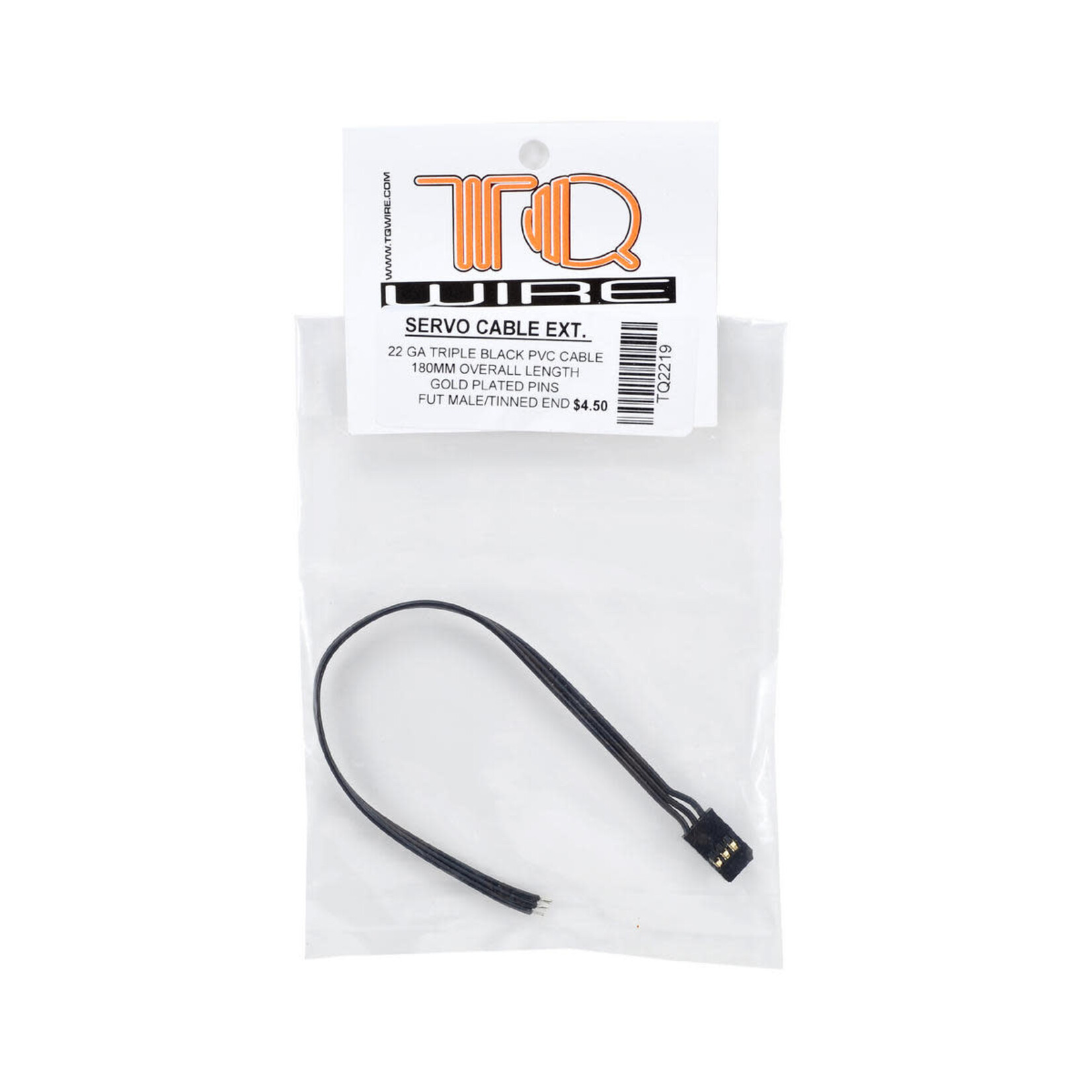 TQ Wire TQW2219 TQ Wire Flatwire Sensor Cable (150mm)Triple Black Futaba Servo Exte
