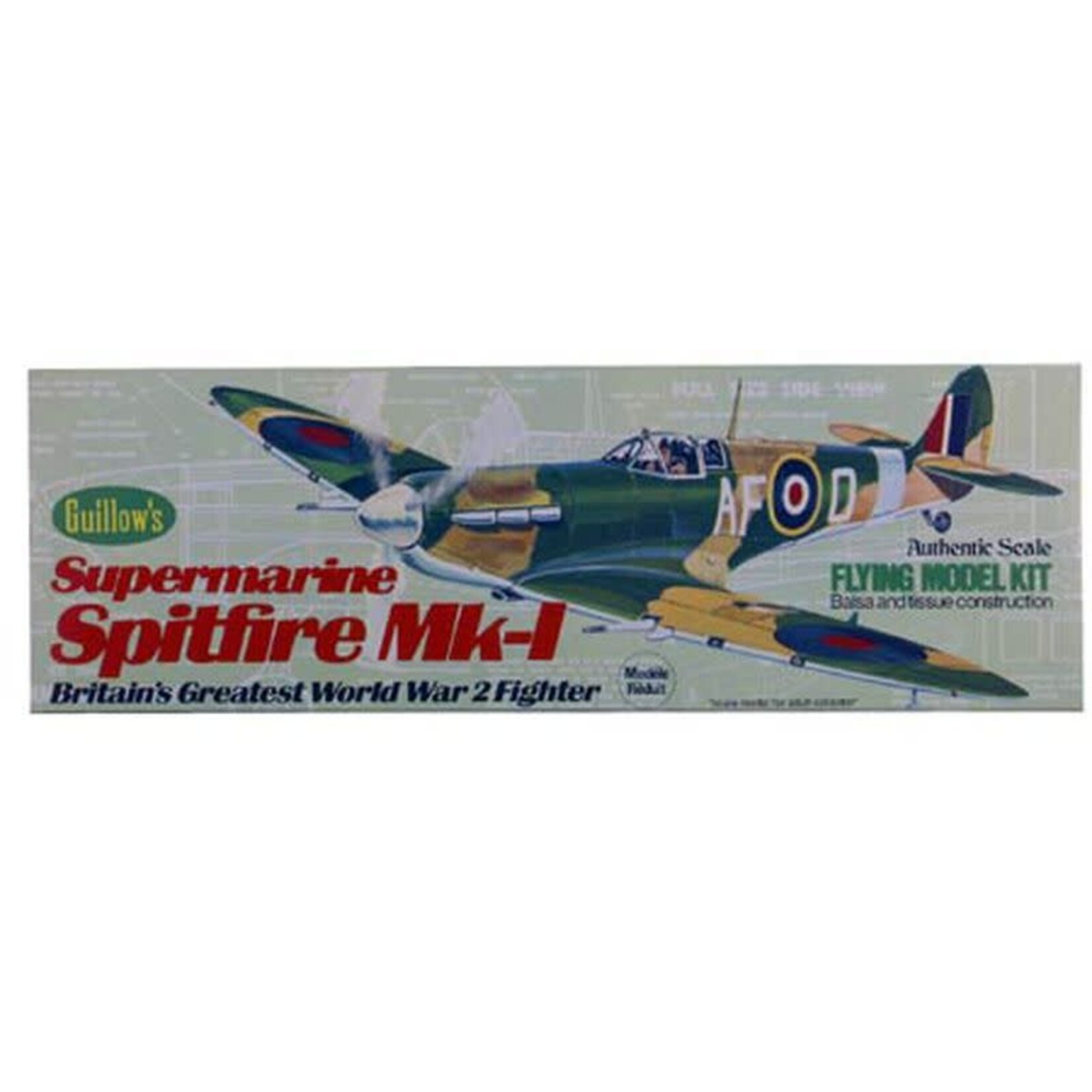 Guillows GUI504 Guillows Supermarine Spitfire MK-1 Kit, 16.5"