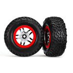 Traxxas TRA6891R Traxxas Chrome & Red Wheels w/ S1 SCT Tires (2)