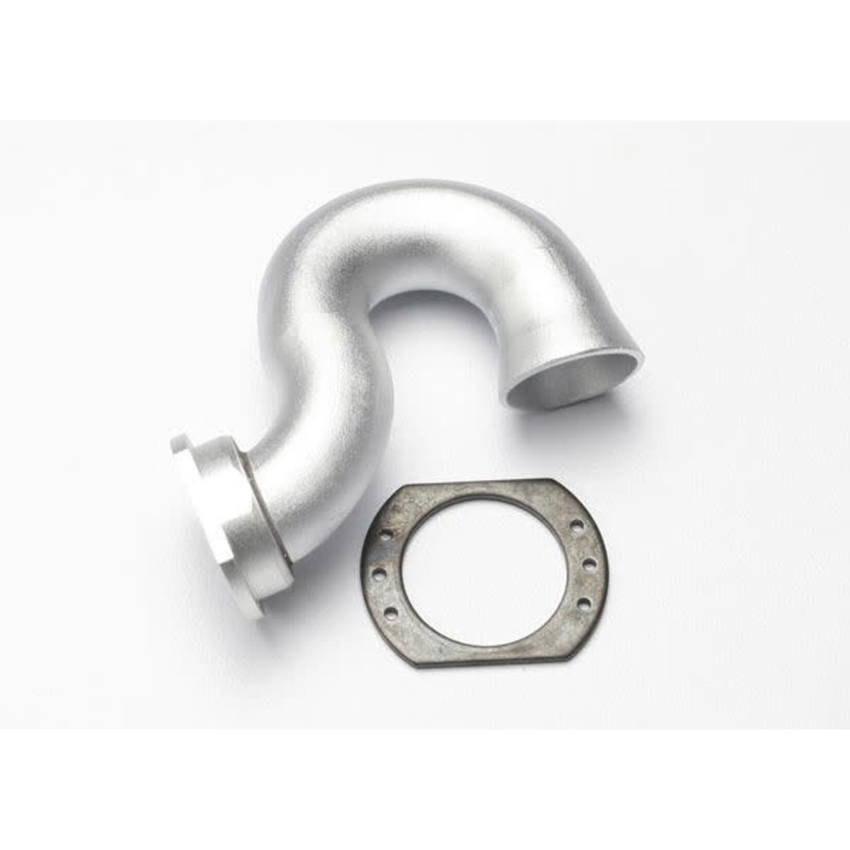 Traxxas **TRA5340X Traxxas Header, exhaust (tubular aluminum, silver-anodized)/ spring mount
