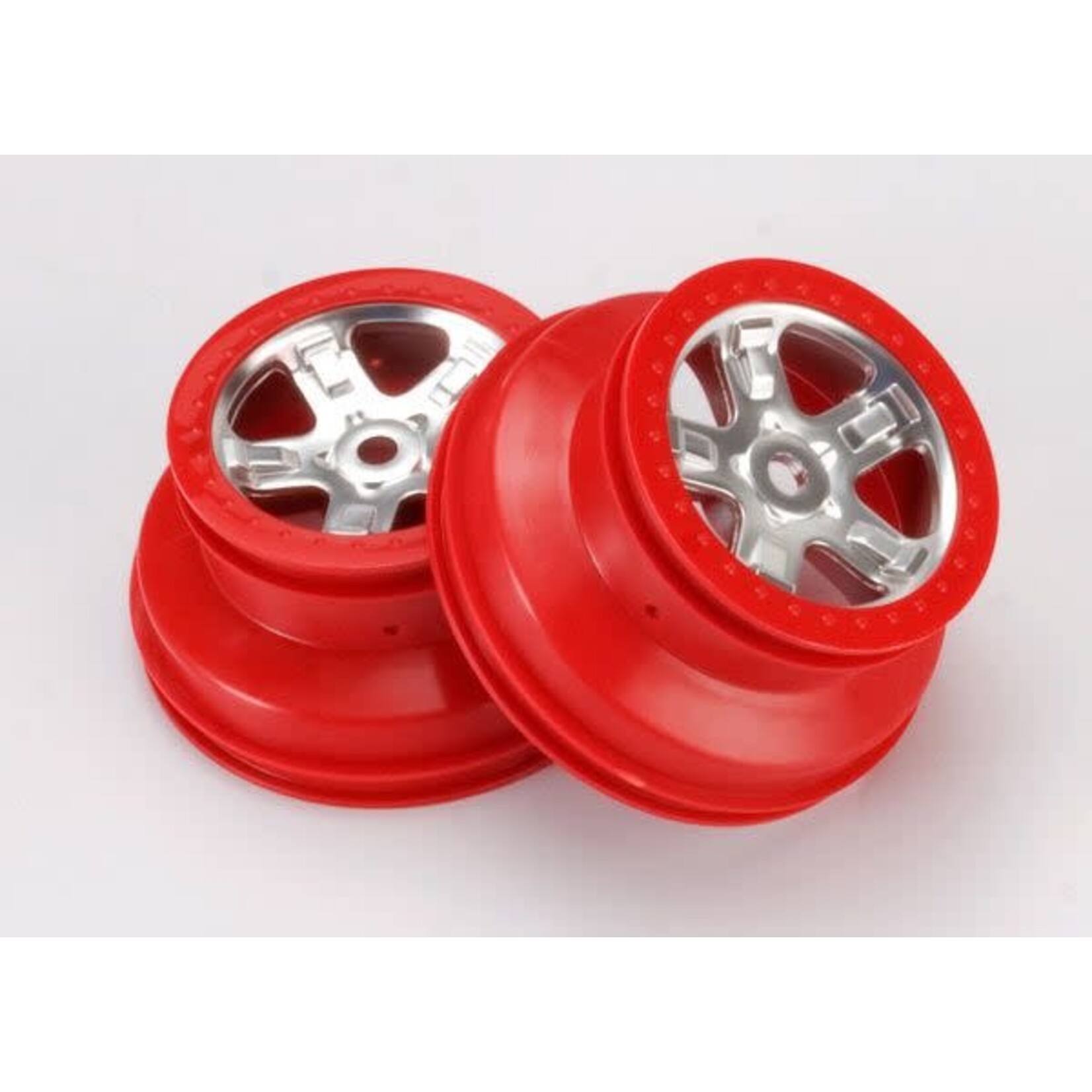 Traxxas TRA5972A Traxxas 14mm Hex SCT Beadlock Wheel (Satin Chrome/Red) (2)