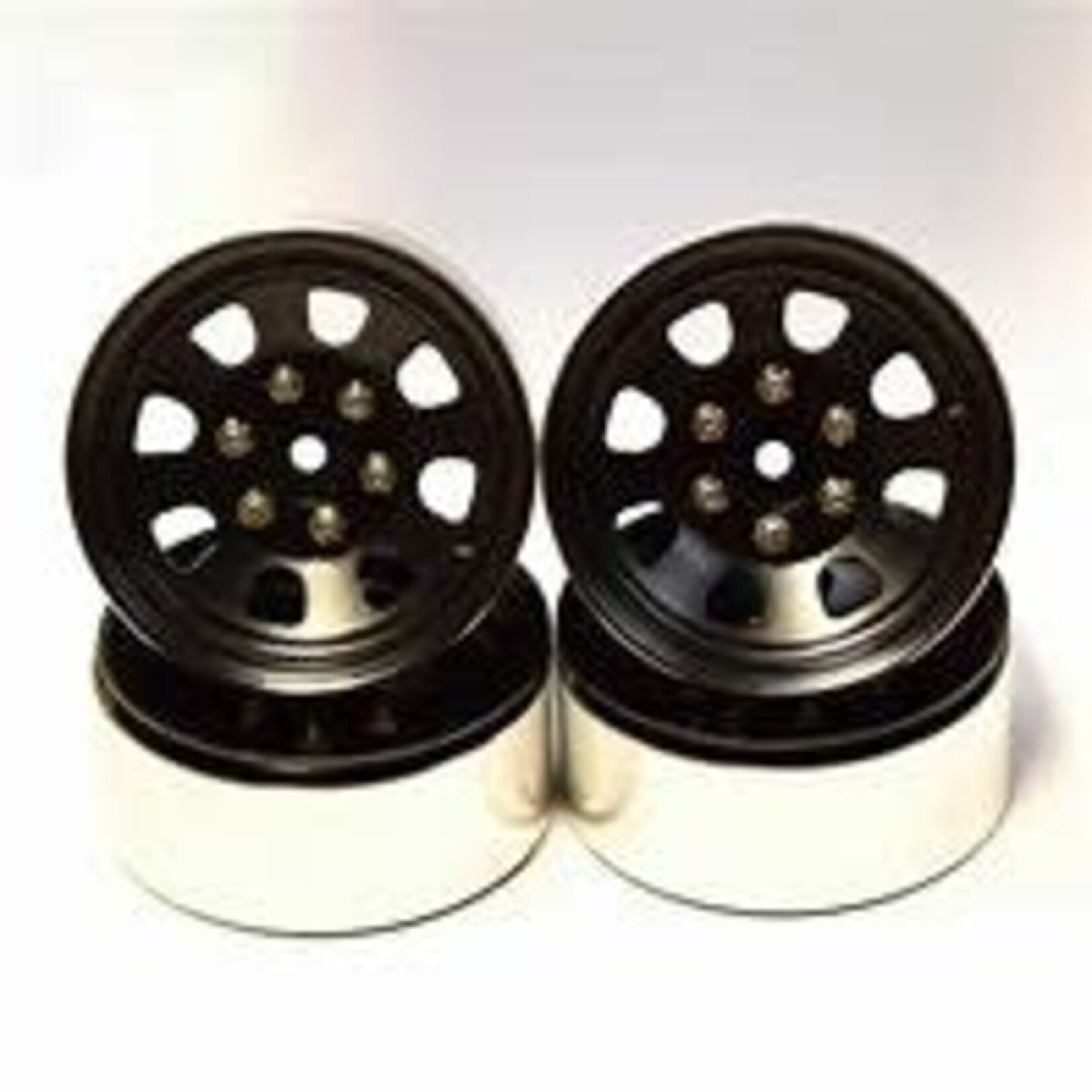 Hot Racing HRABLW19SS01 Hot Racing Black Steel 1.9 Beadlock 6-Lug Wagon Wheels12mm(4)