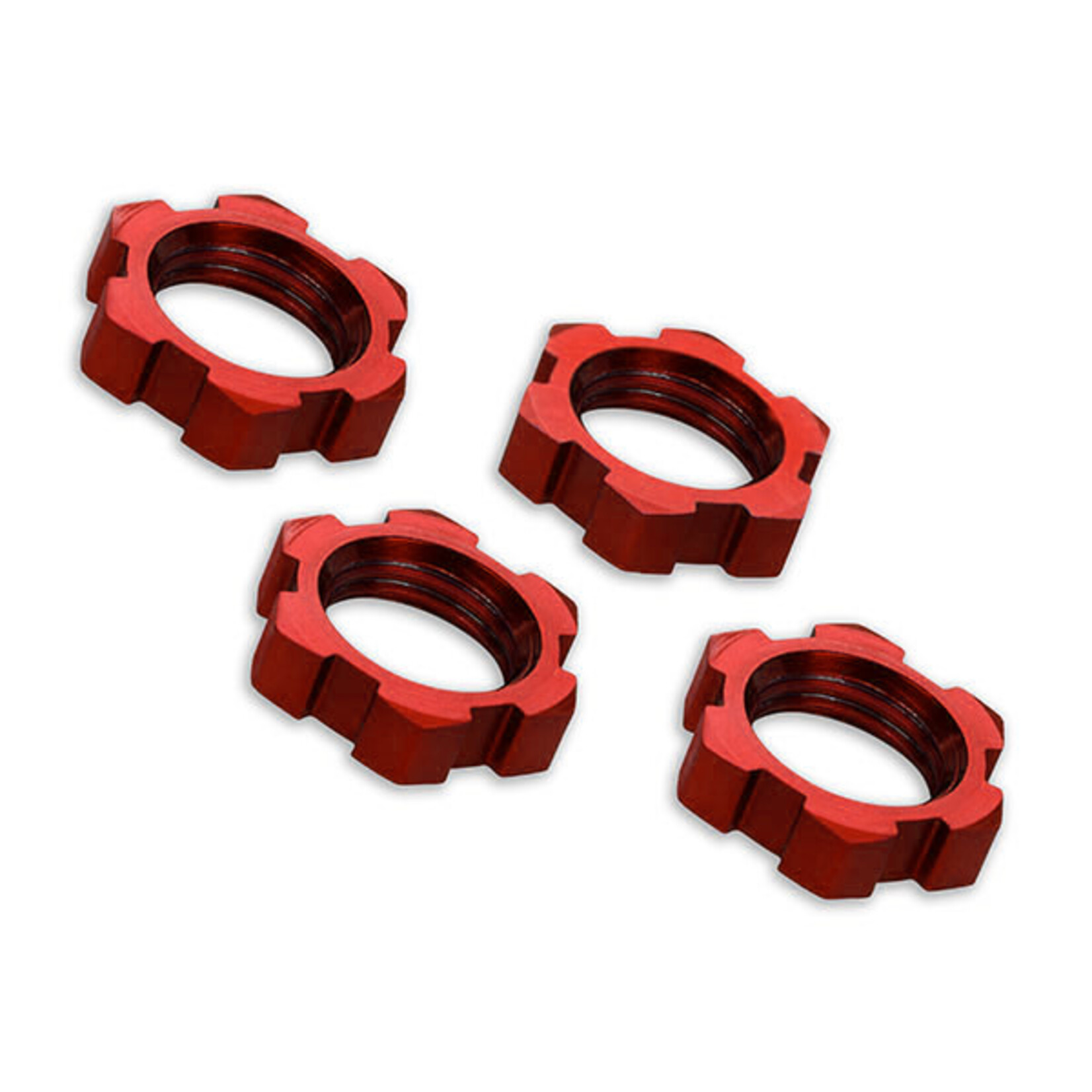 Traxxas TRA7758R Traxxas Serrated 17 mm Red Aluminum Splined Wheel Nuts (4)