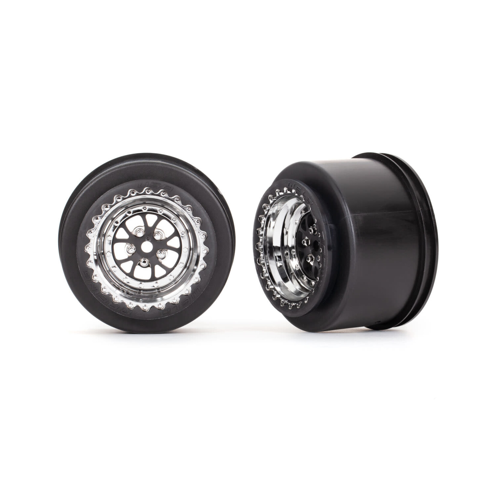 Traxxas ##TRA9473R Traxxas Weld Chrome and Black Rear Wheels (2)
