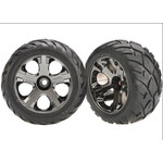 Traxxas TRA3777A Traxxas Nitro Front All-Star 2.8" Black Chrome Wheels & Anaconda Tires (2) ##