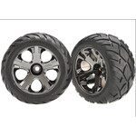 Traxxas TRA3777A Traxxas Nitro Front All-Star 2.8" Black Chrome Wheels & Anaconda Tires (2) ##