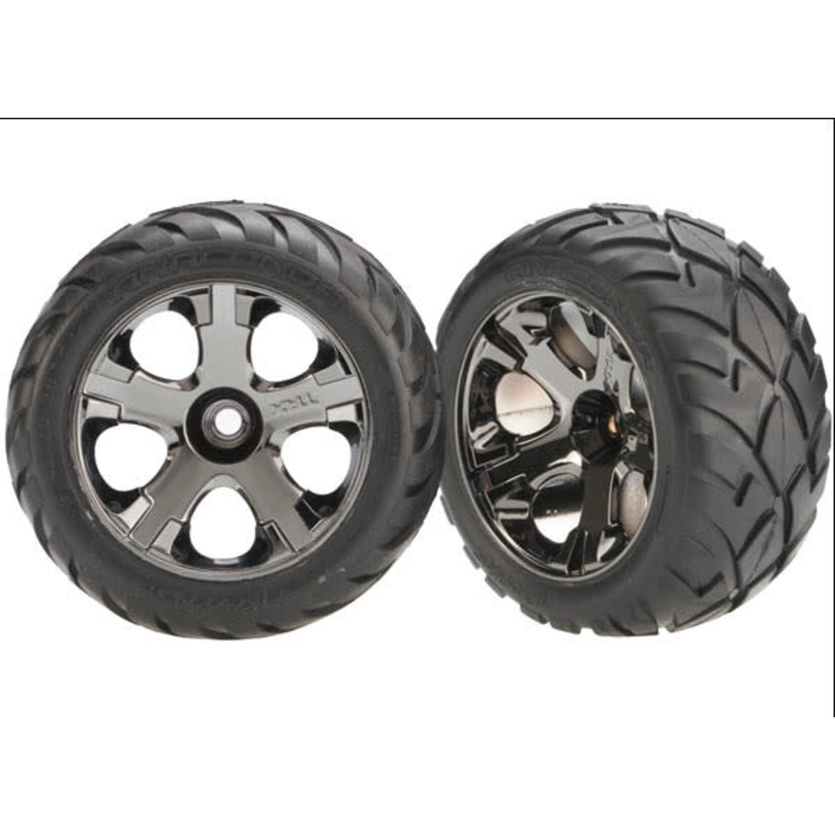 Traxxas TRA3777A Traxxas Nitro Front All-Star 2.8" Black Chrome Wheels & Anaconda Tires (2) ##