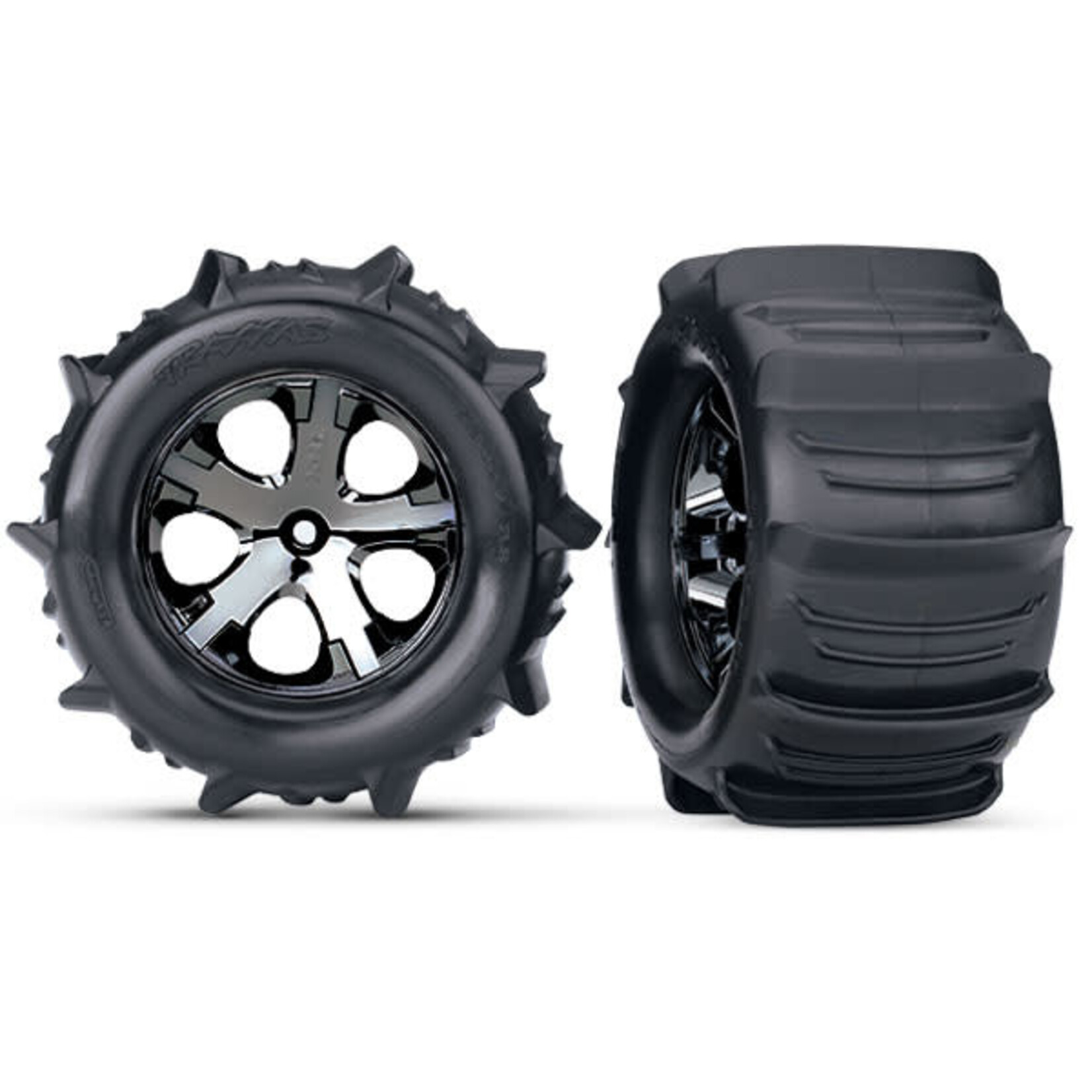 Traxxas TRA3689 Traxxas All-Star 2.8" Black Chrome Wheels & Paddle Tires (2)