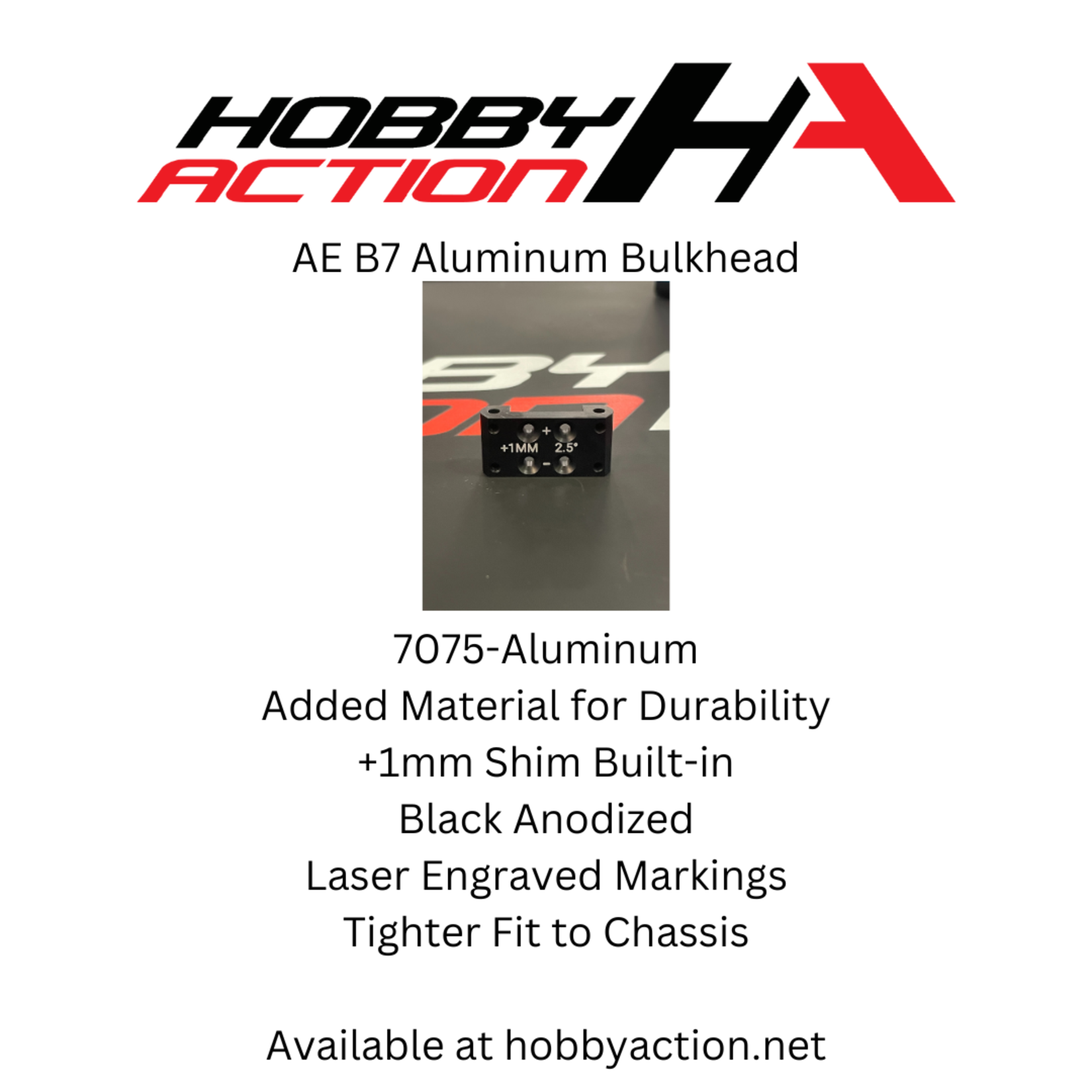 Hobby Action HAB7-92437 Hobby Action AE B7 Bulkhead +/-2.5 +1 Black