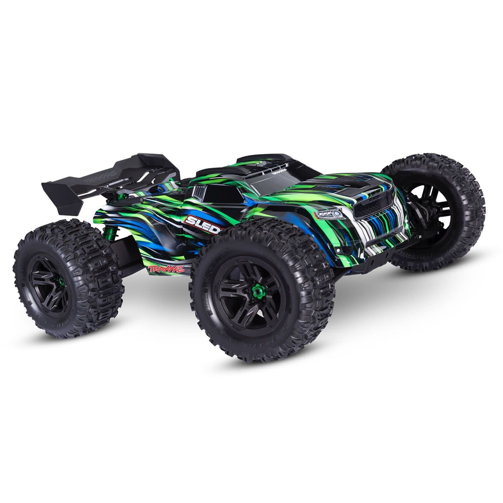 Traxxas TRA95096-4-GRN Traxxas Sledge w/Belted Tires Green