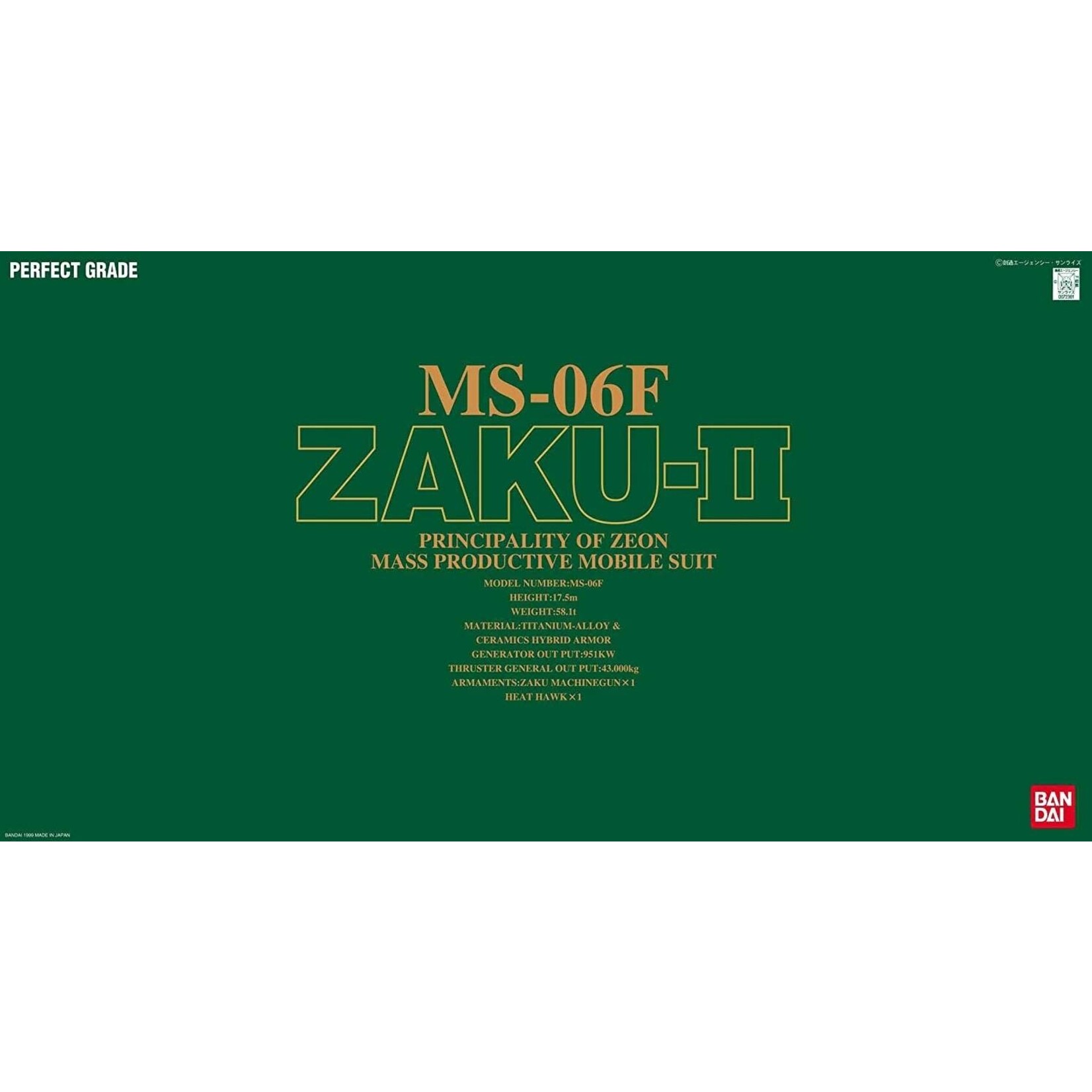 Bandai BAN0072361 Bandai PG MS-06F Zaku II Green Gundam