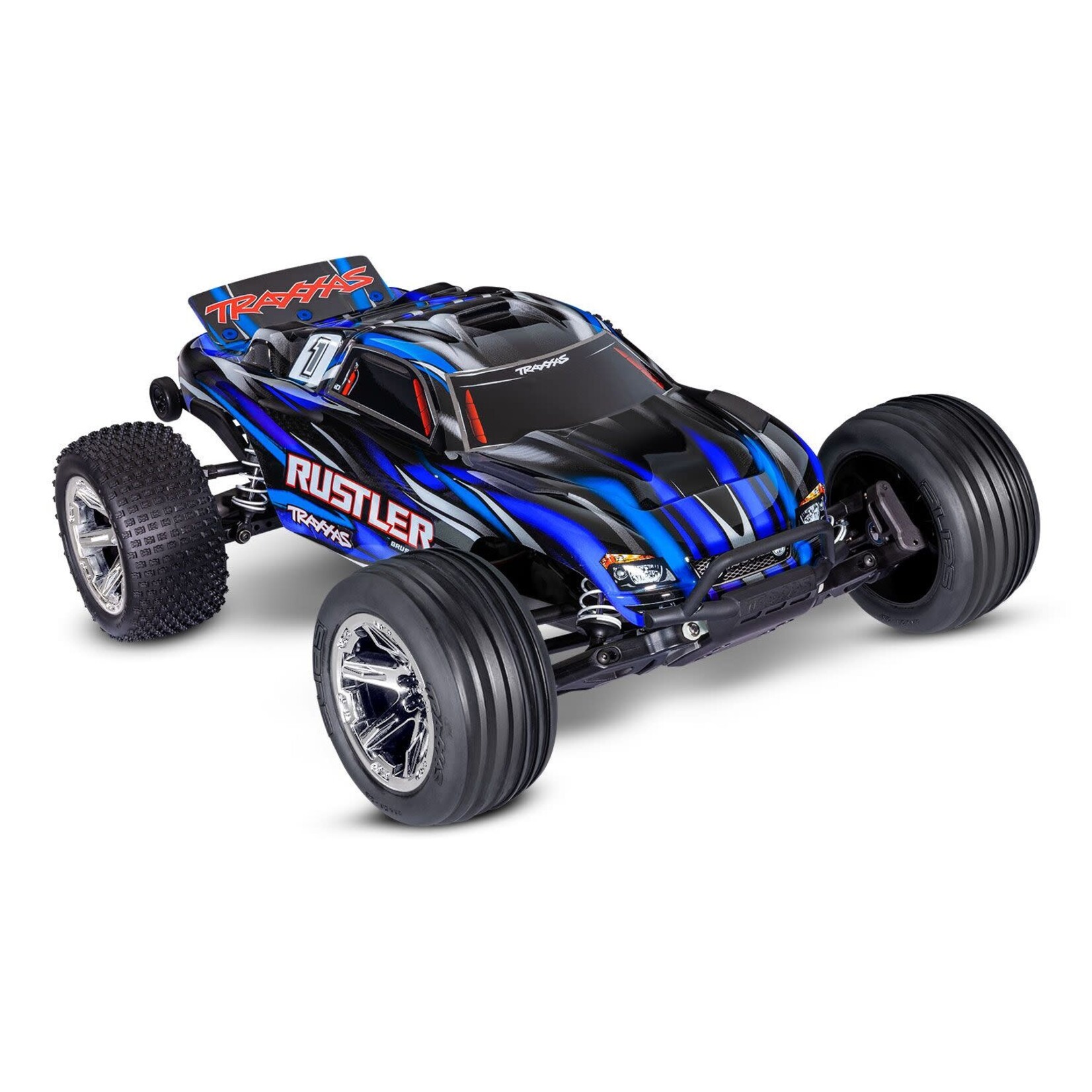 Traxxas TRA37354-4-BLUE Traxxas Rustler 2WD BL-2s HD BLUE