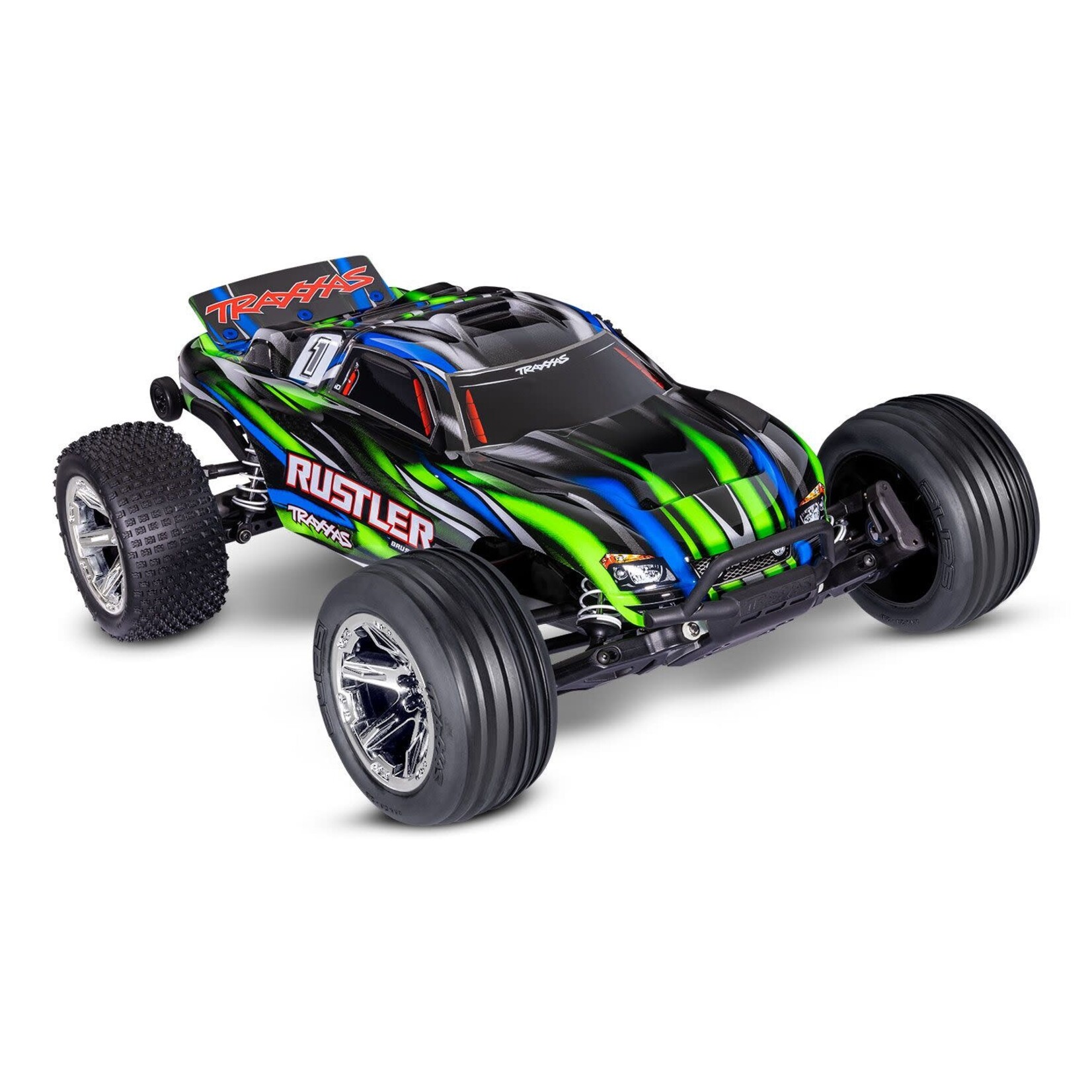 Traxxas TRA37354-4-GRN Traxxas Rustler 2WD BL-2s HD GREEN