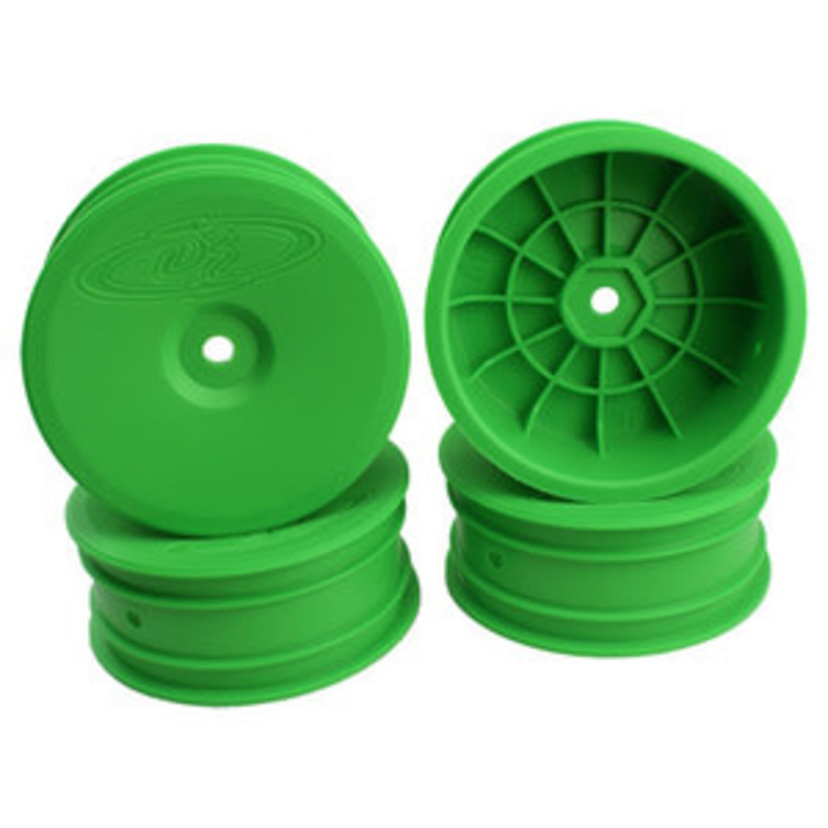 DE Racing DERSB4AFG DE Racing Speedline Buggy Wheels for Associated B6.1 / Kyosho RB6 / Front / Green (4 pcs)
