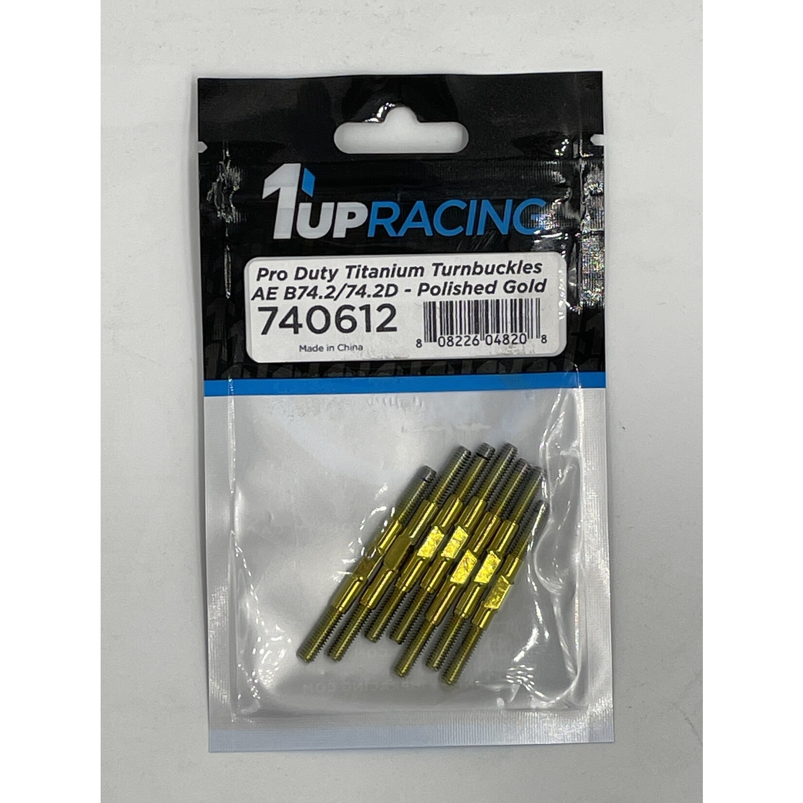 1UP 1UP740612 1Up Racing Pro Duty Titanium Turnbuckle Set - Hand Polished Gold - AE B74.