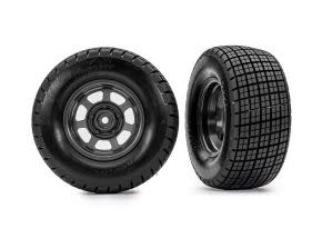 TRA10473 Traxxas Tires & wheels, assembled, glued (dirt oval, graphite