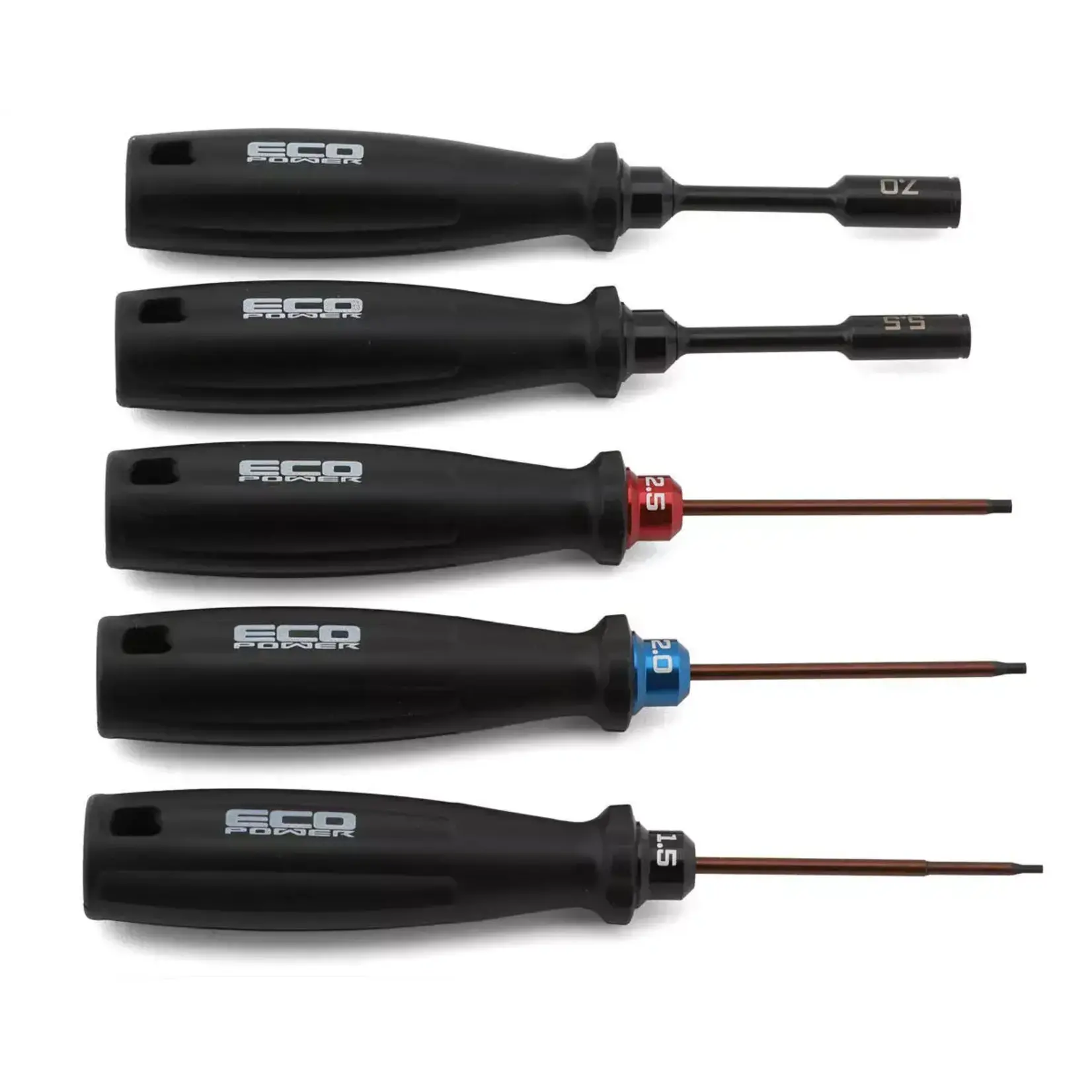 EcoPower ECP-3035 EcoPower 5-Piece RC Essential Tool Set (1.5/2.0/2.5mm Hex Drivers) (5.5/7mm Nut Drivers)