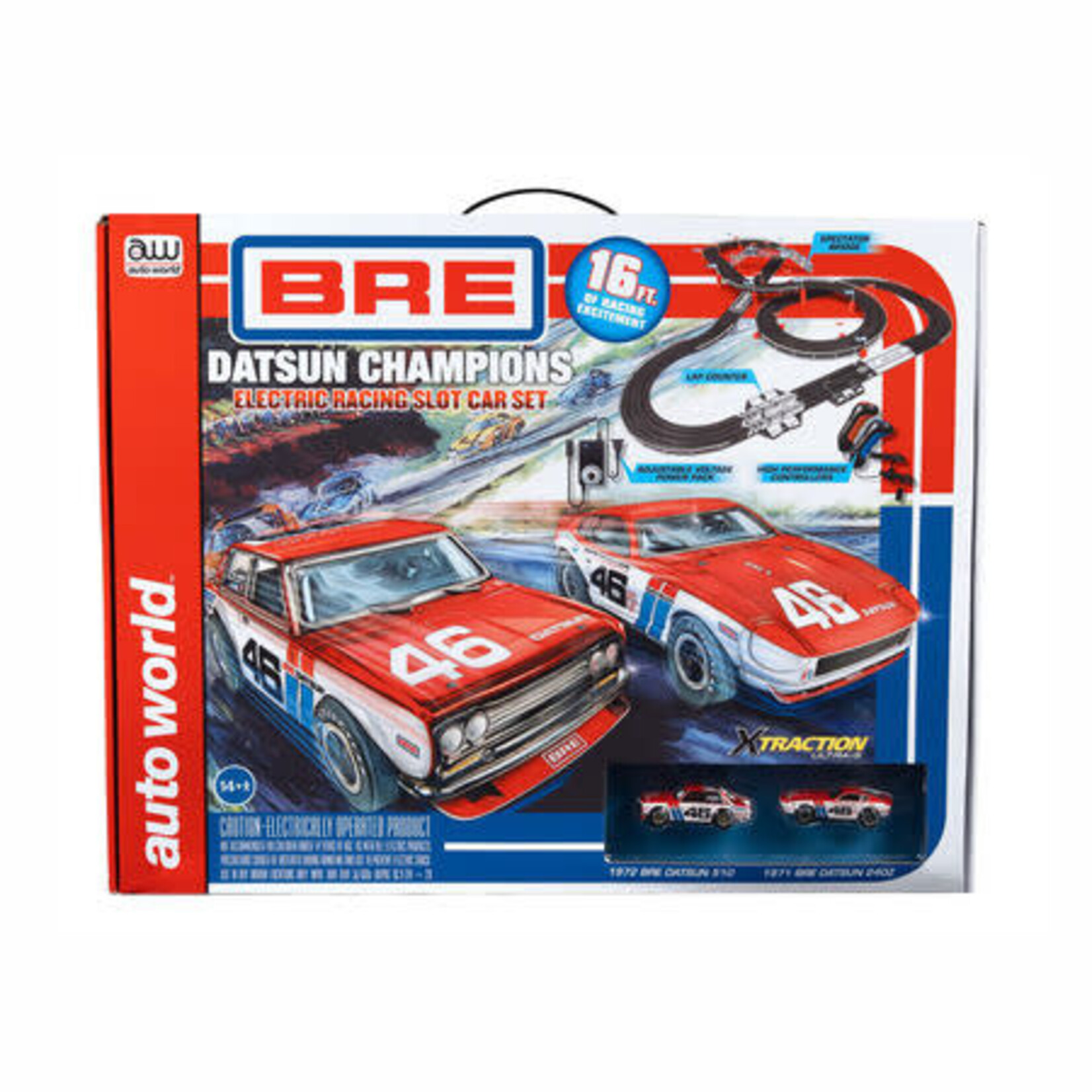 Auto World SRS353 Auto World BRE Datsun 16' Slot Race Set 1972 BRE Datsun 510 1971 BRE Datsun 240Z
