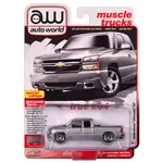 Auto World AWSP163A Auto World 2006 Chevy Silverado SS Truck Extended Cab w/Fleetside Bed Fine Silver Birch Metallic