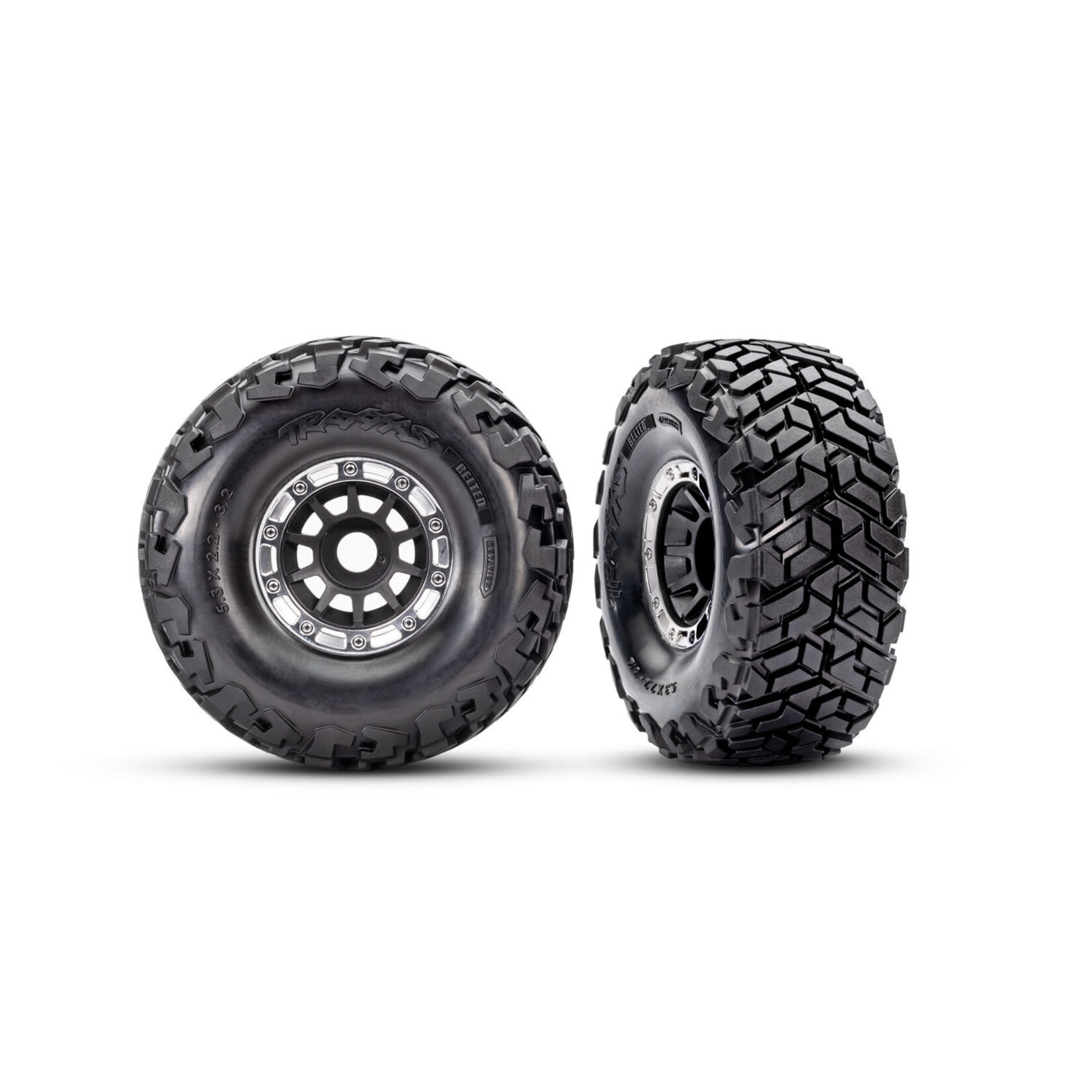 Traxxas TRA10272-BLK Traxxas Maxx Slash Black & Satin Wheels w/ Maxx SC Belted Tires (2)