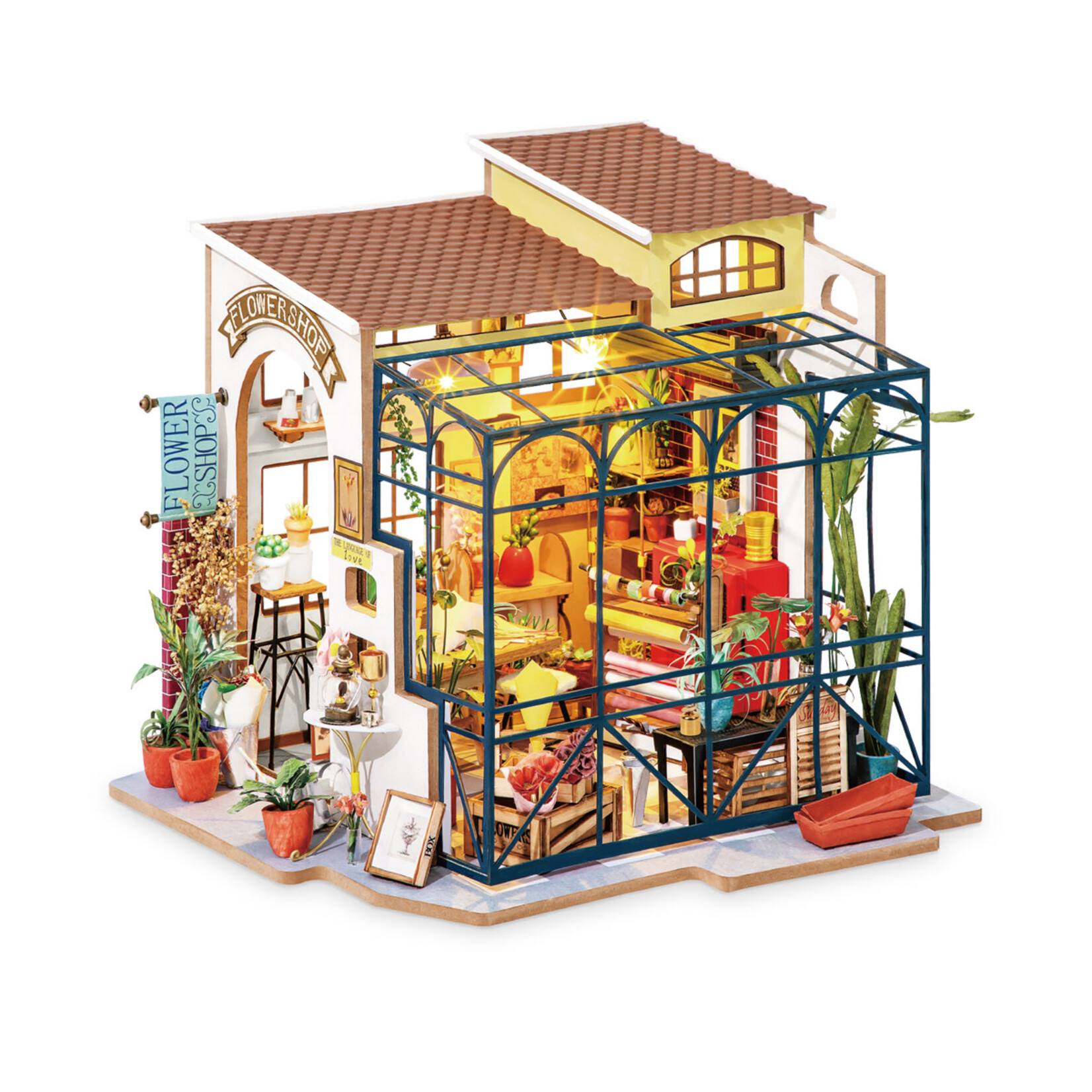 Robotime ROEDG145 Robotime Rolife Emily's Flower Shop Miniature 3D Wooden House Kit