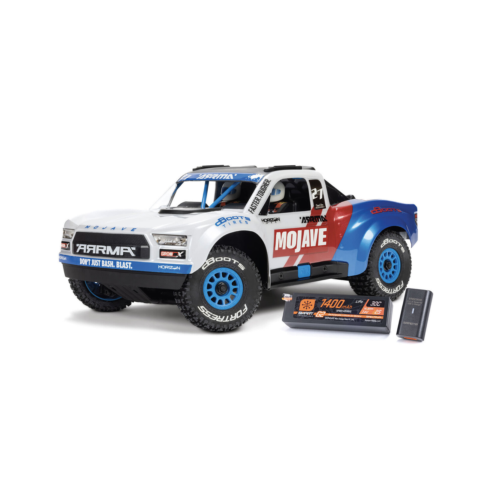Arrma ARA2304ST2 Arrma Mojave Grom 223S BLX 1/18 Brushless RTR 4WD Desert Truck (White) Battery & Charger