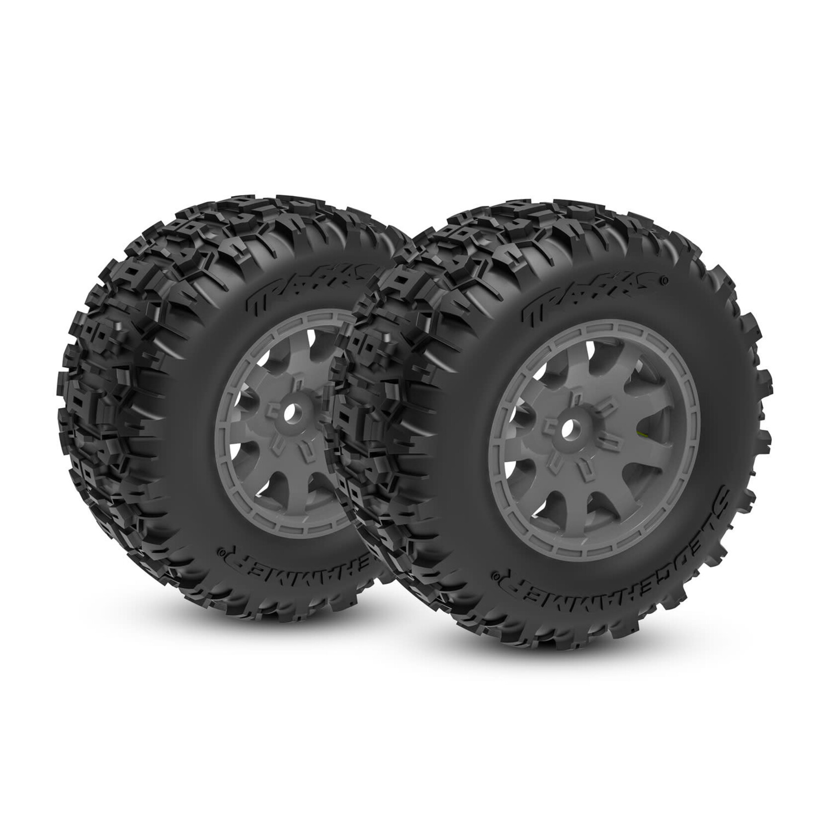 Traxxas TRA10770-GRAY Traxxas Mini Maxx Gray Rear Wheels w/ Sledgehammer Tires (2)
