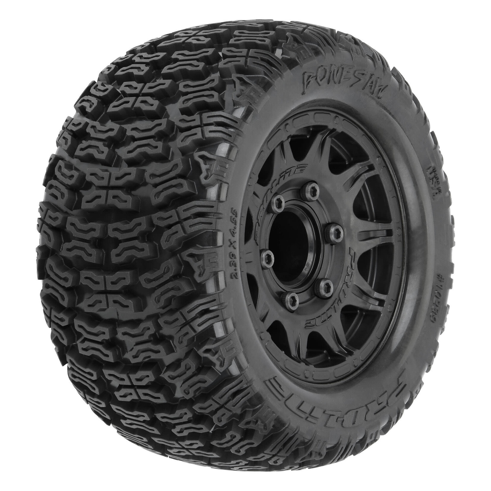 Pro-line Racing PRO1023910 Pro-Line Bonesaw 2.8" Pre-Mounted Tires w/Raid Wheels (2) (Black) w/Removable Hex