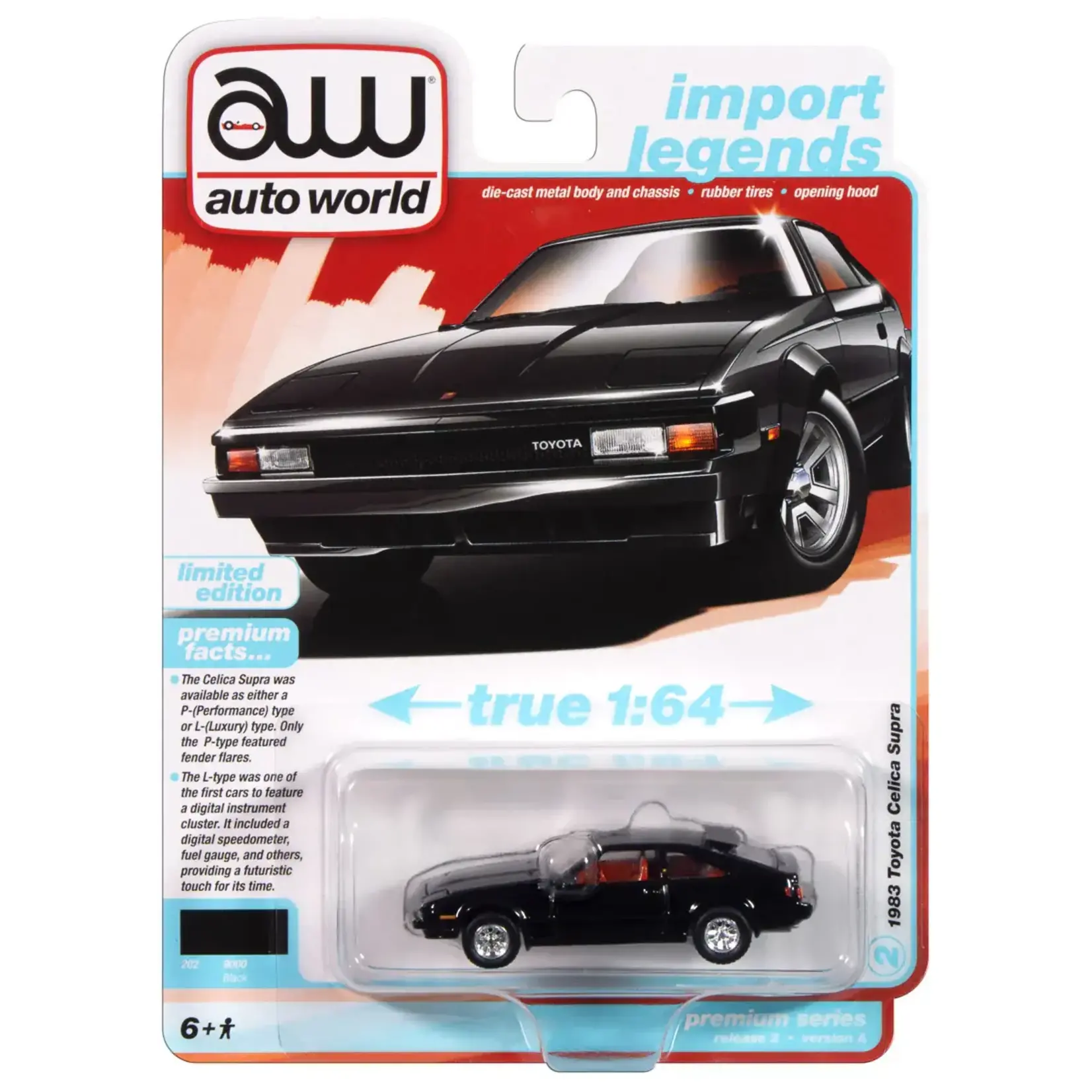Auto World AWSP166A Auto World 1983 Toyota Celica Supra (Gloss Black) 1:64 Diecast