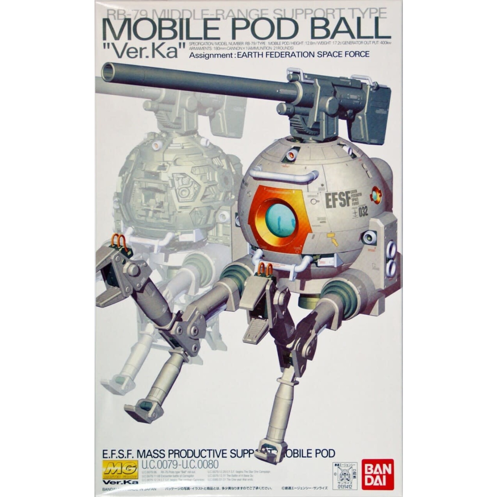 Bandai BAN1131412 Bandai 1/100 MG RB-79 Ball Ver. Ka "Mobile Suit Gundam"