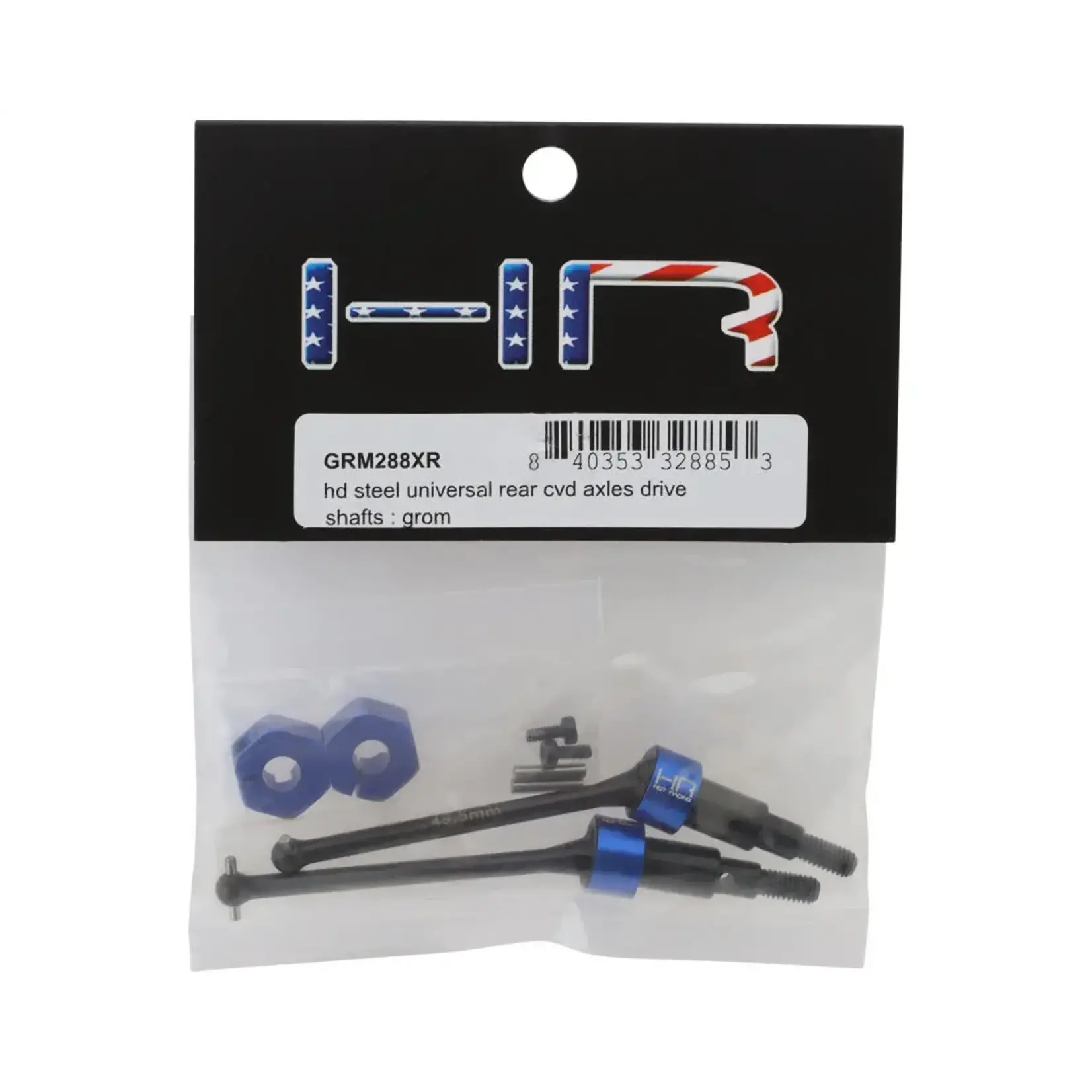 Hot Racing HRAGRM288XR Hot Racing Arrma Grom HD Steel Rear Drive Shaft Set (Blue) (2) (49.5mm)