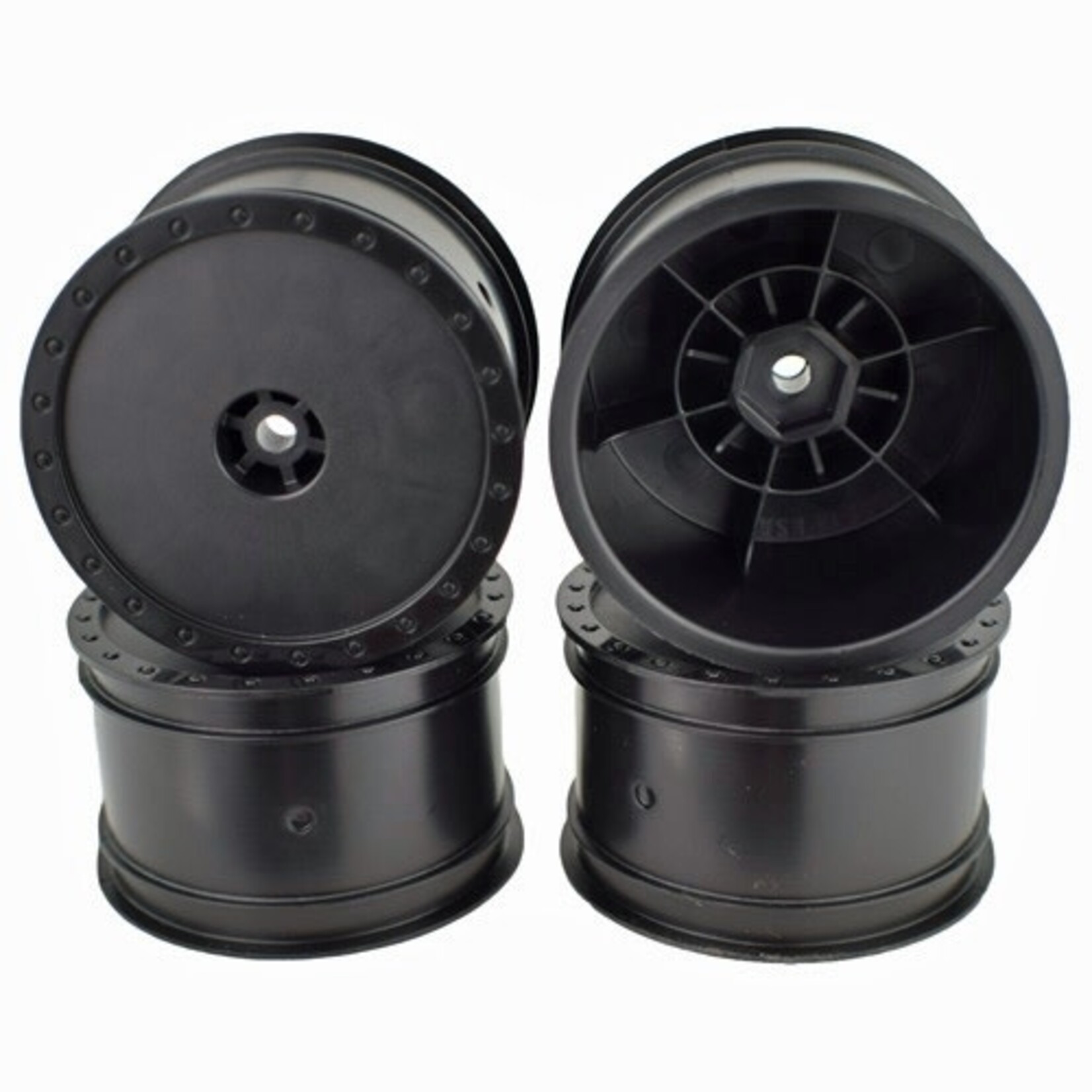 DE Racing DERBB4LRB DE Racing Black Borrego Rear Buggy Wheels for the Associated B6 and TLR 22 (4pcs)